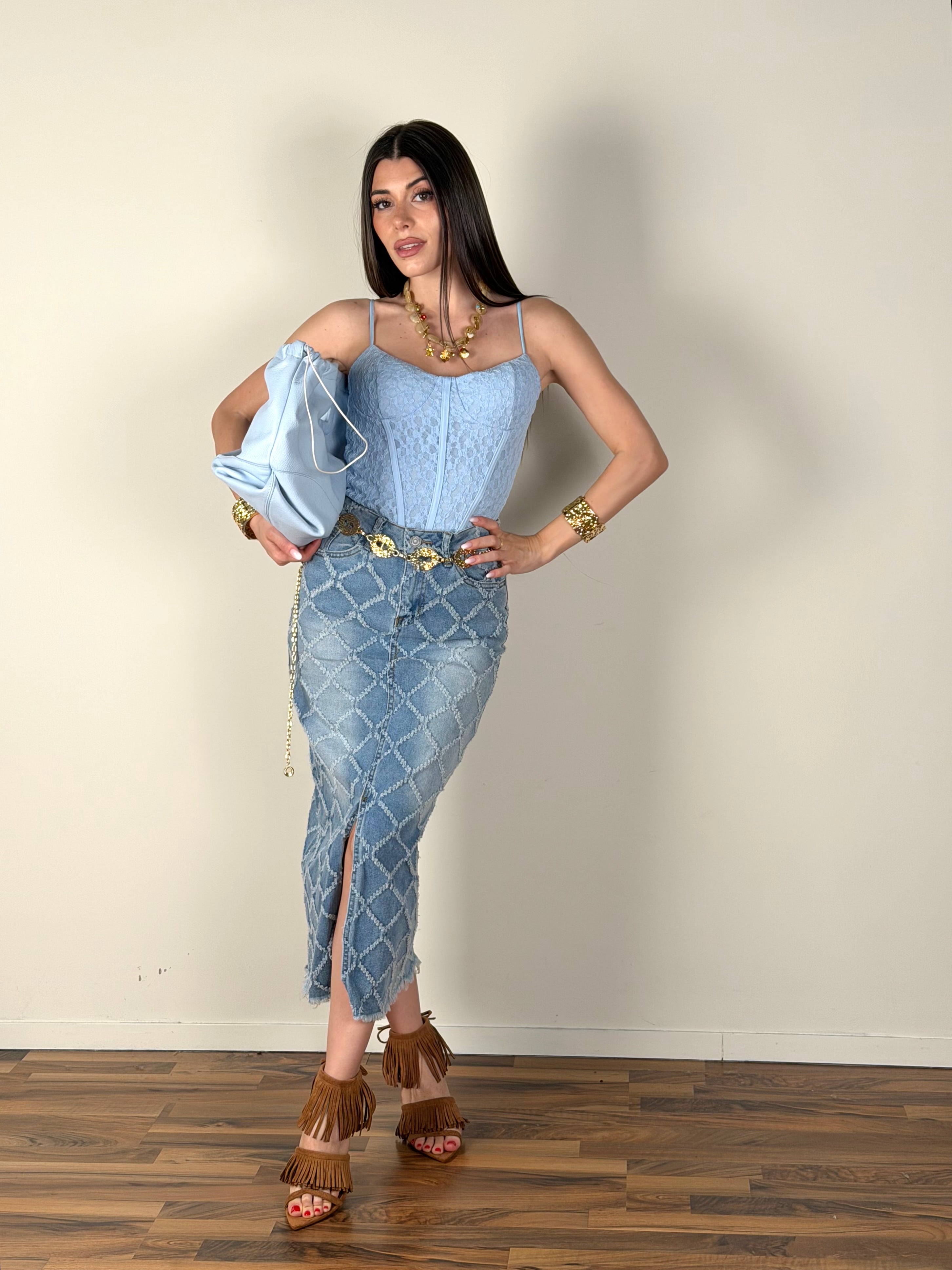 Corpetto Glamour celeste