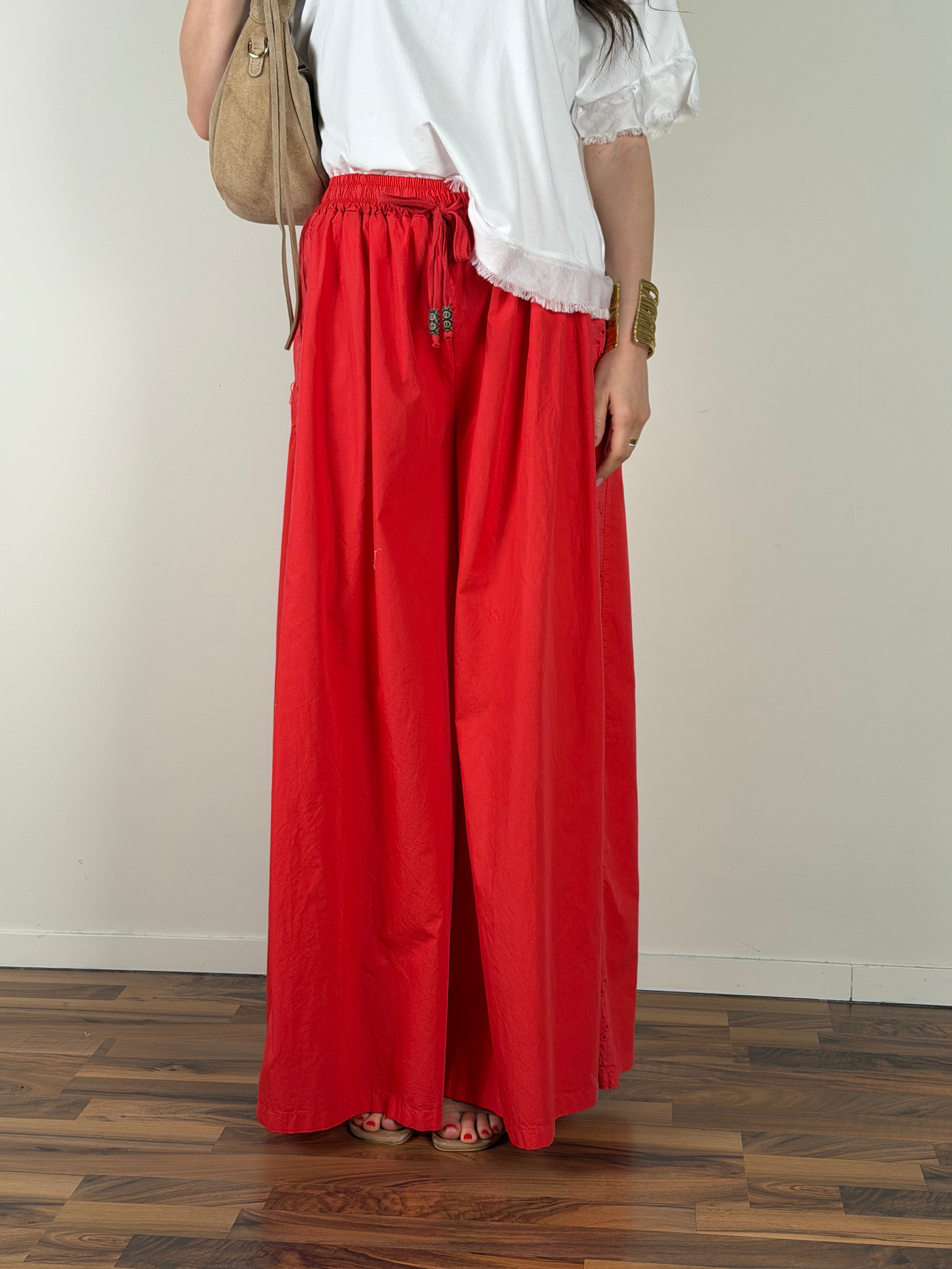 Pantalone colors pizzo sangallo corallo