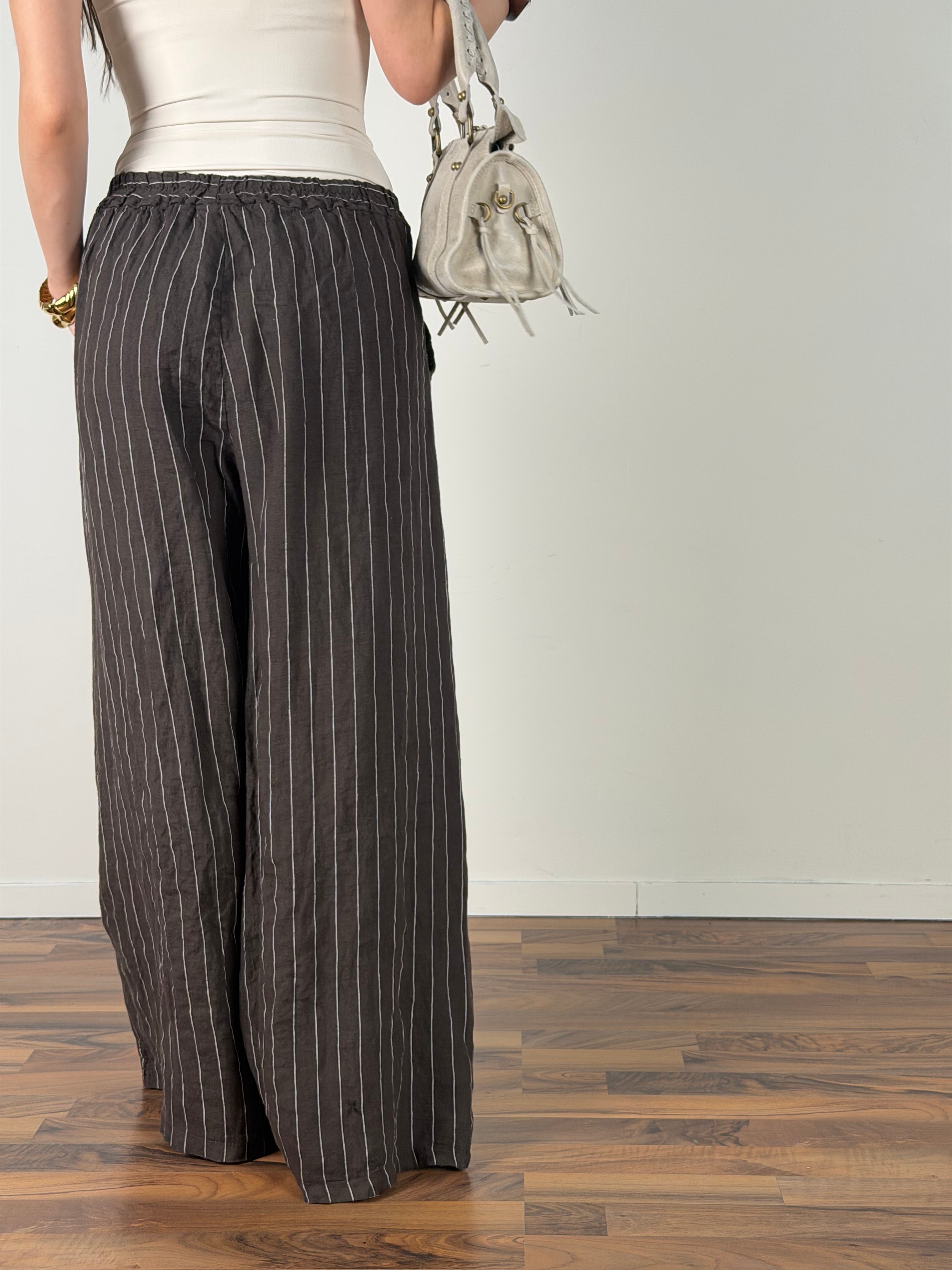 Pantalone puro lino Margot moro