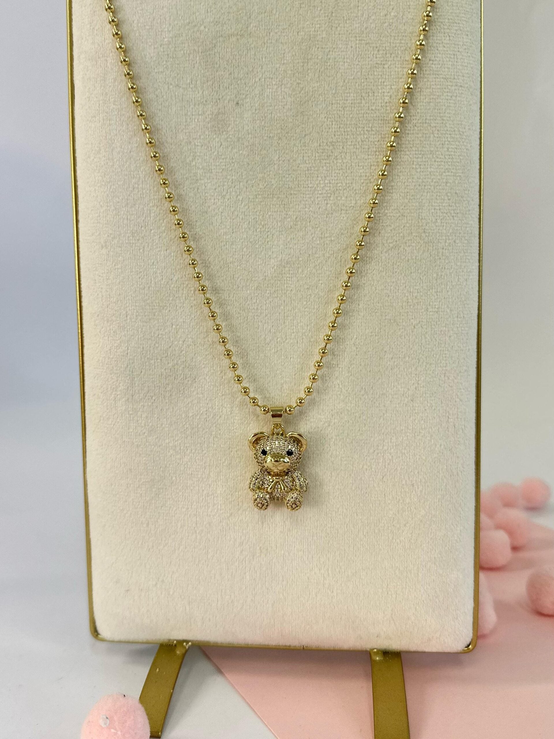 Collana catena sfere + baby teddy