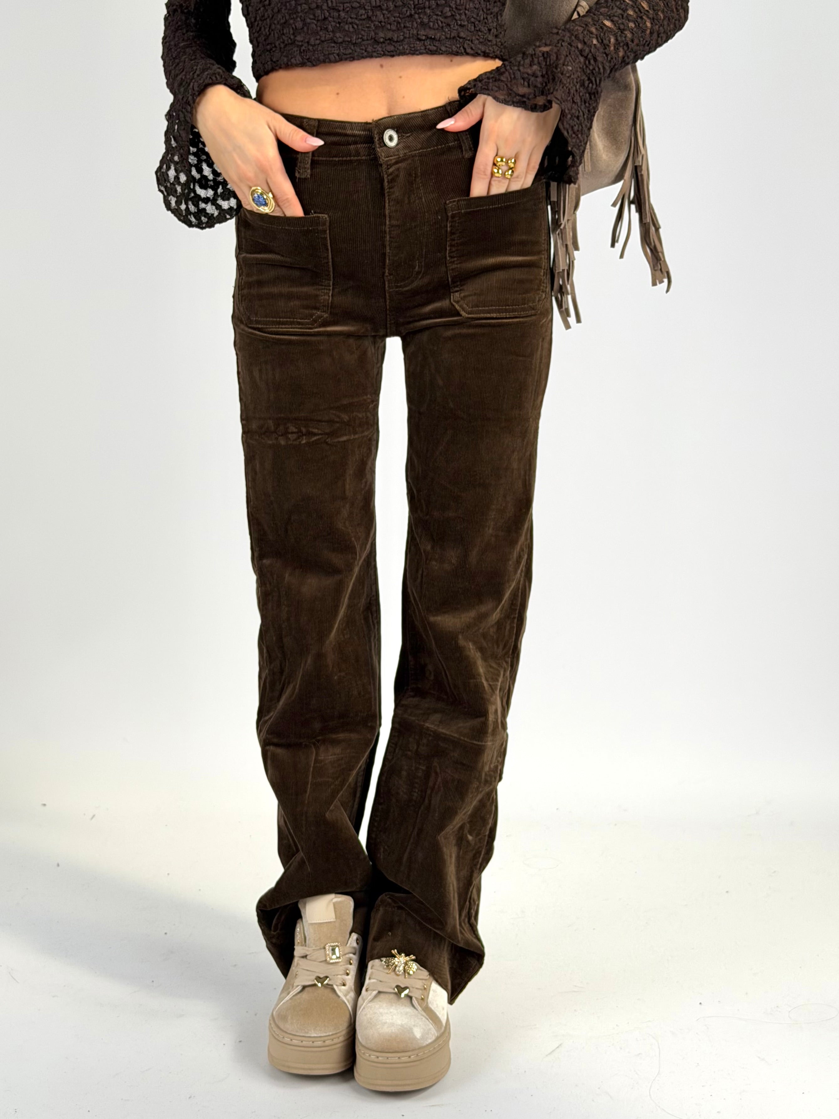 Pantalone velluto NEW COLLECTION moro