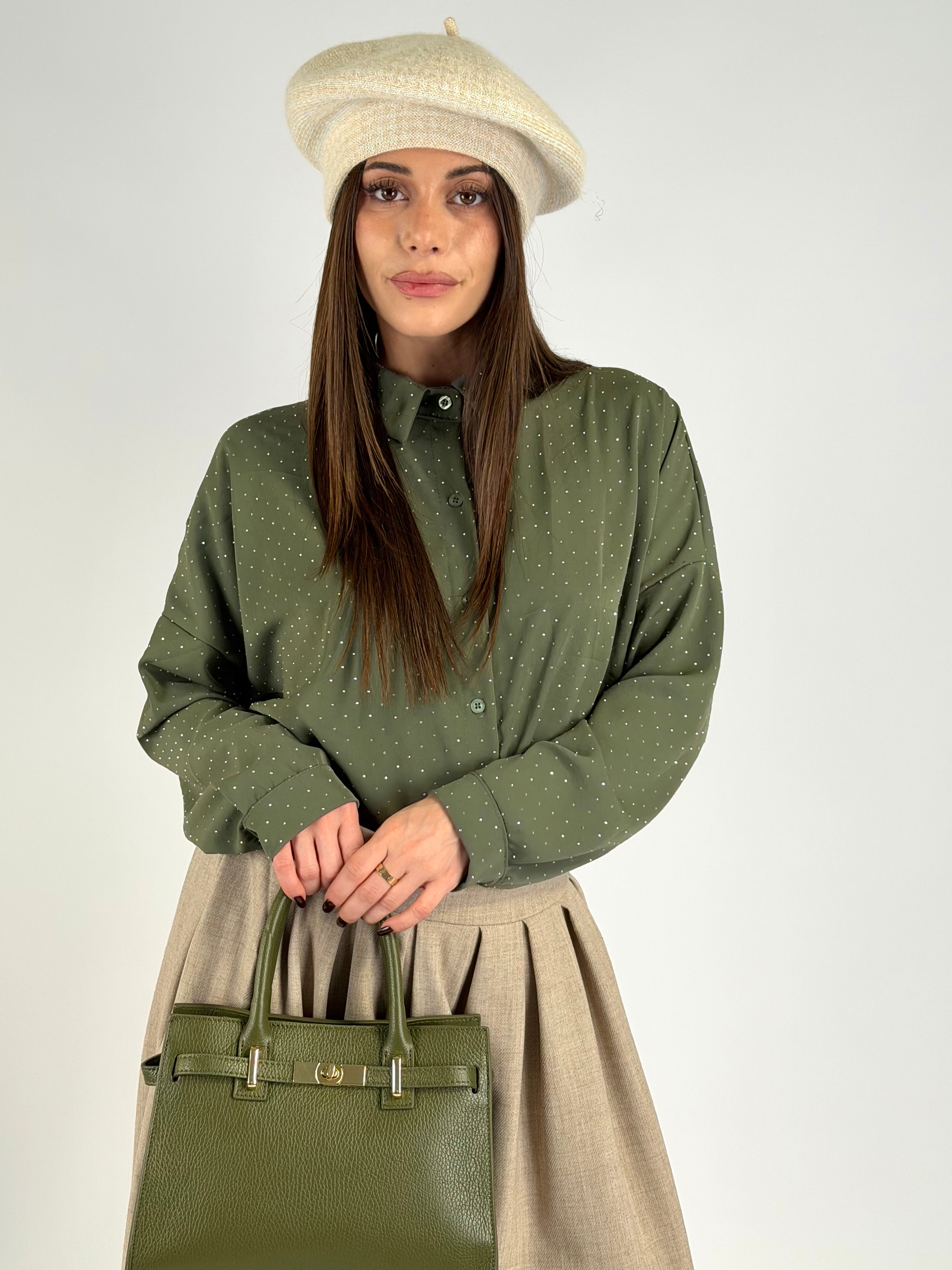 Camicia mille zirconi verde