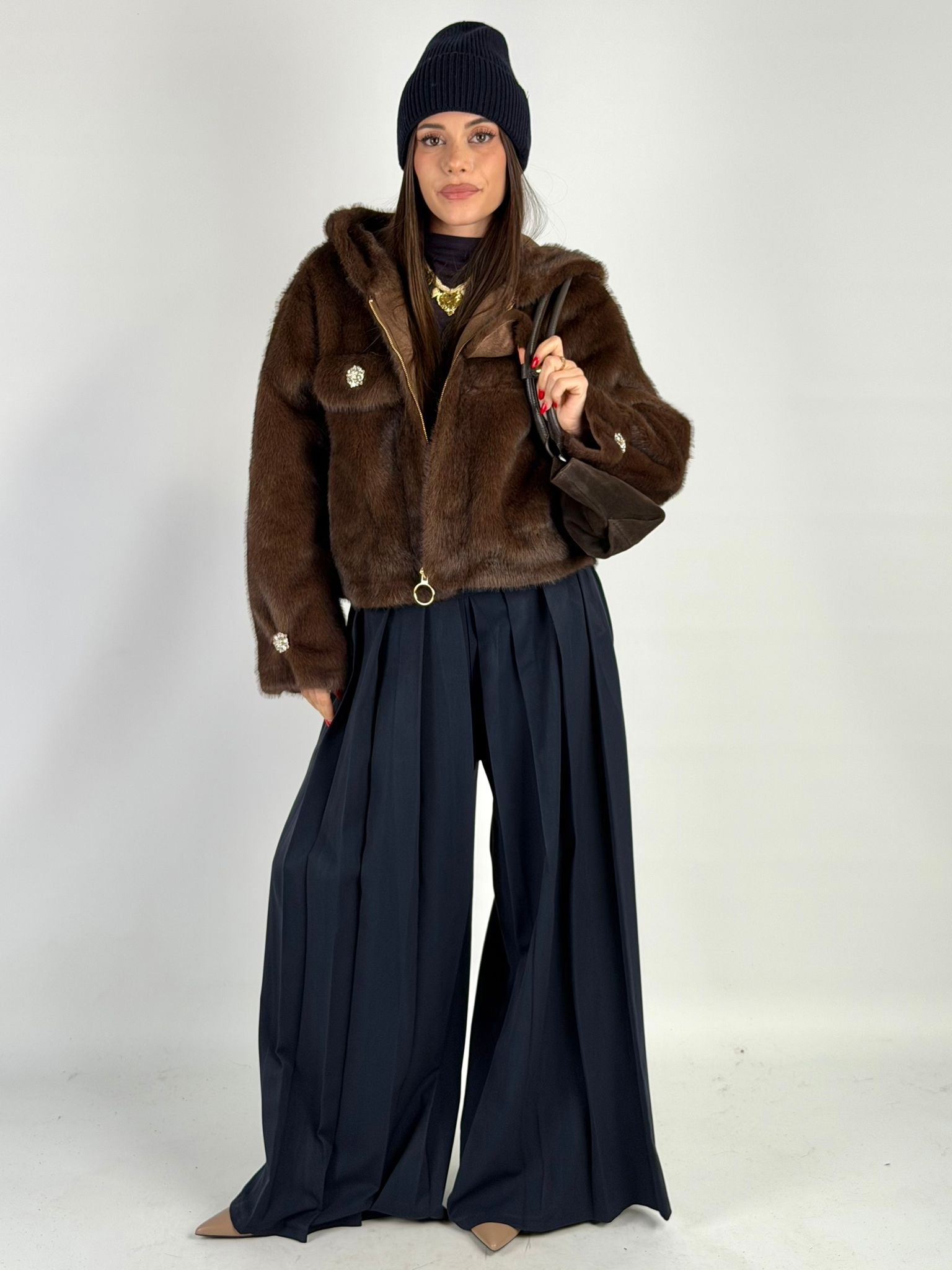 Pelliccia Bomber moro