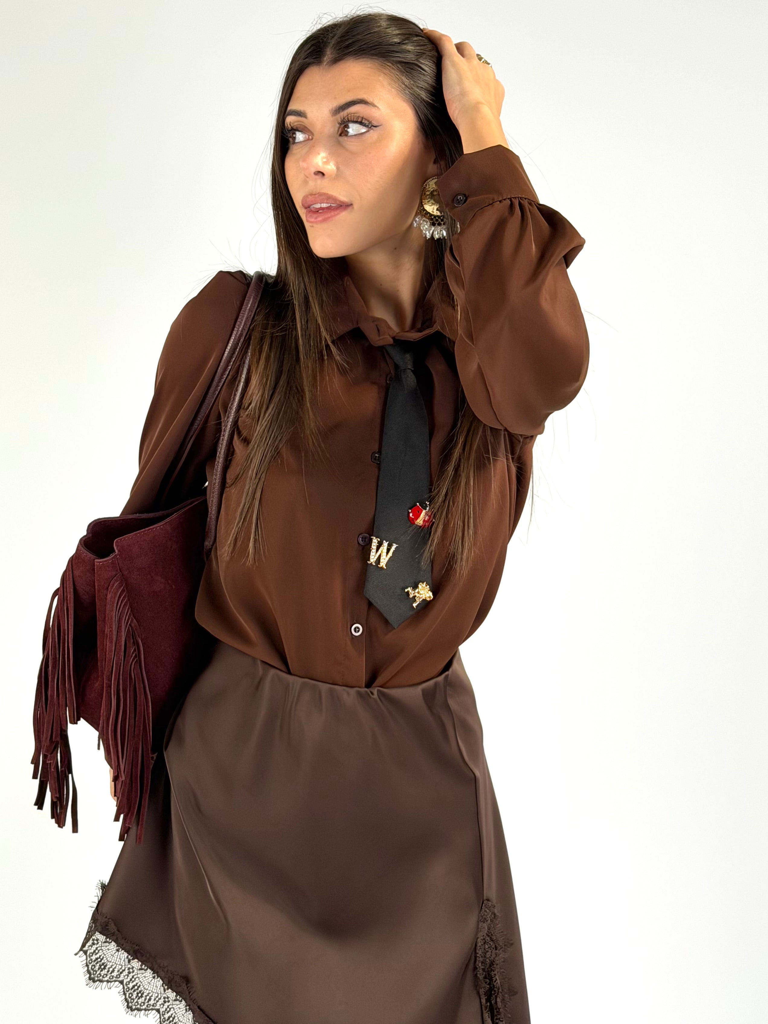 Camicia cravatta sporty moro