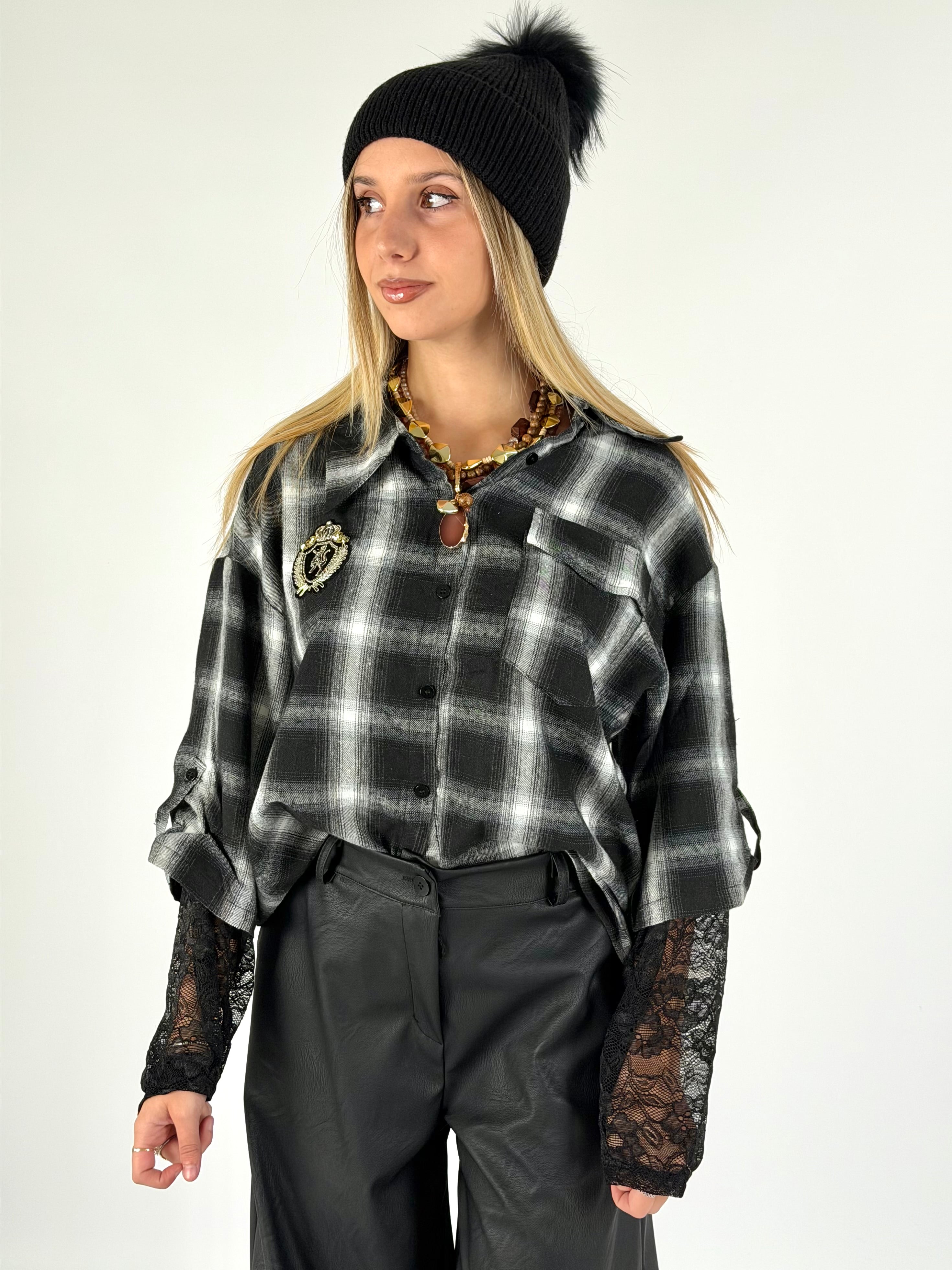 Camicia check Sally nera