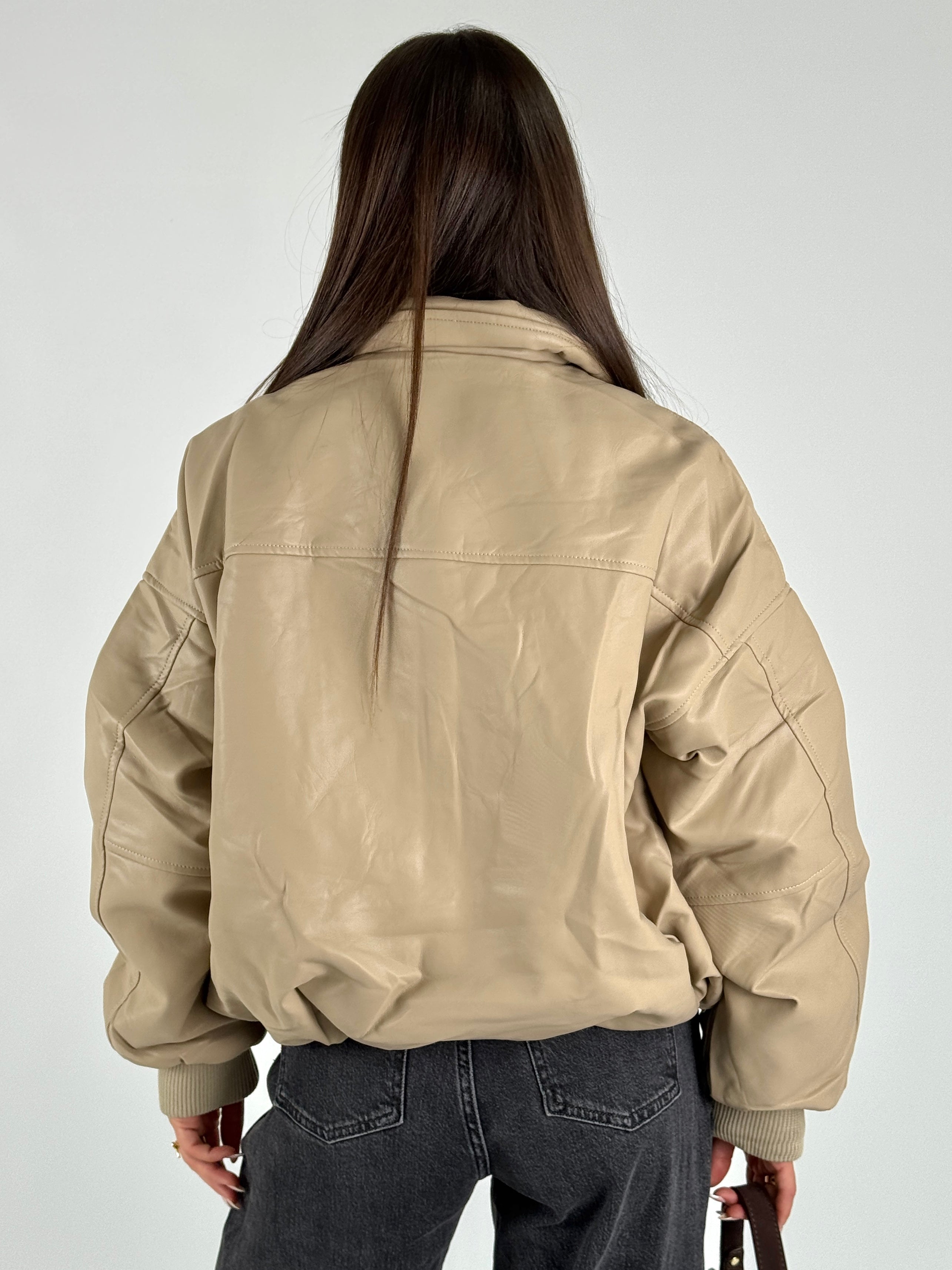Bomber in ecopelle beige