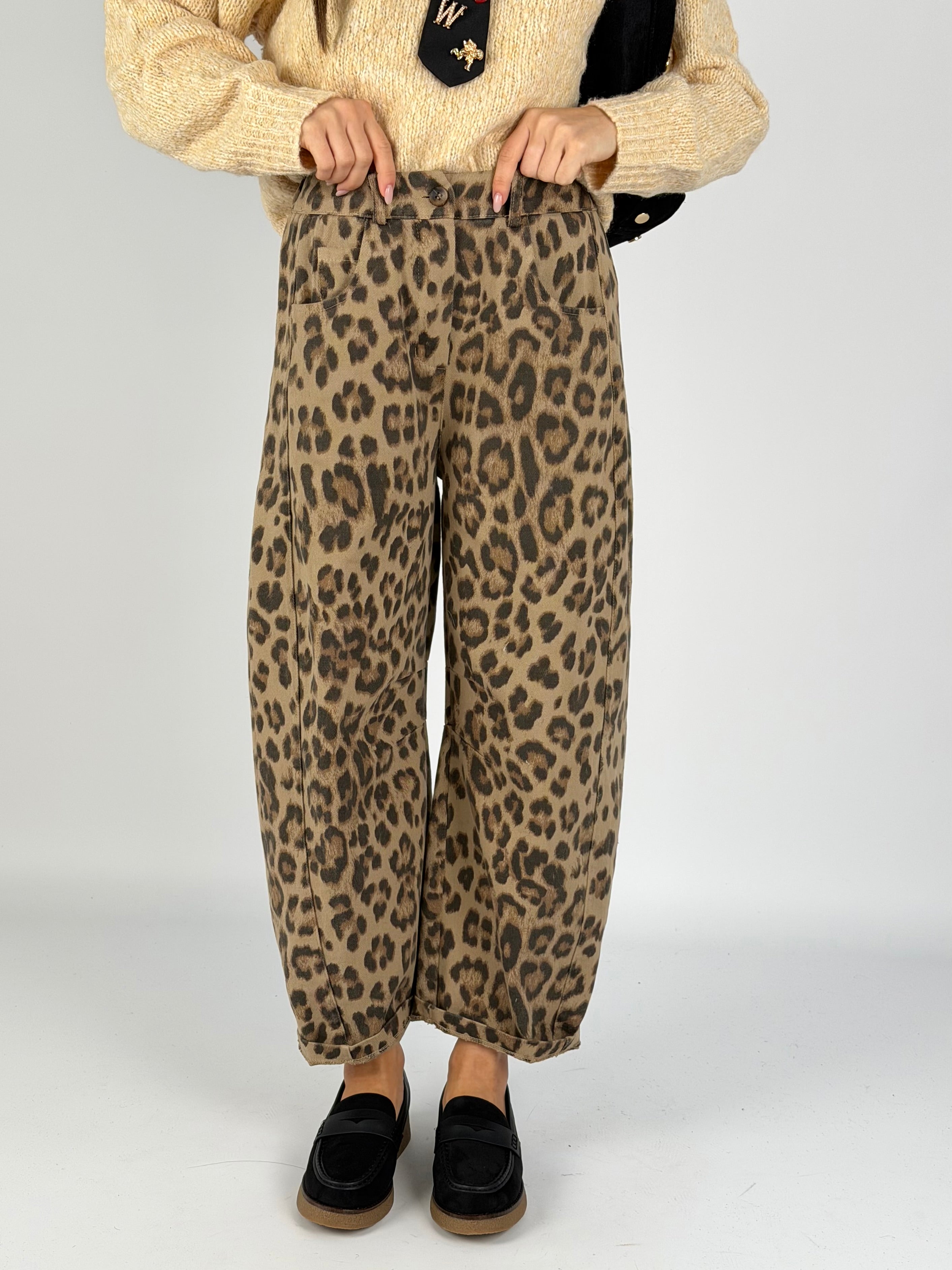Pantalone Leopard tabacco