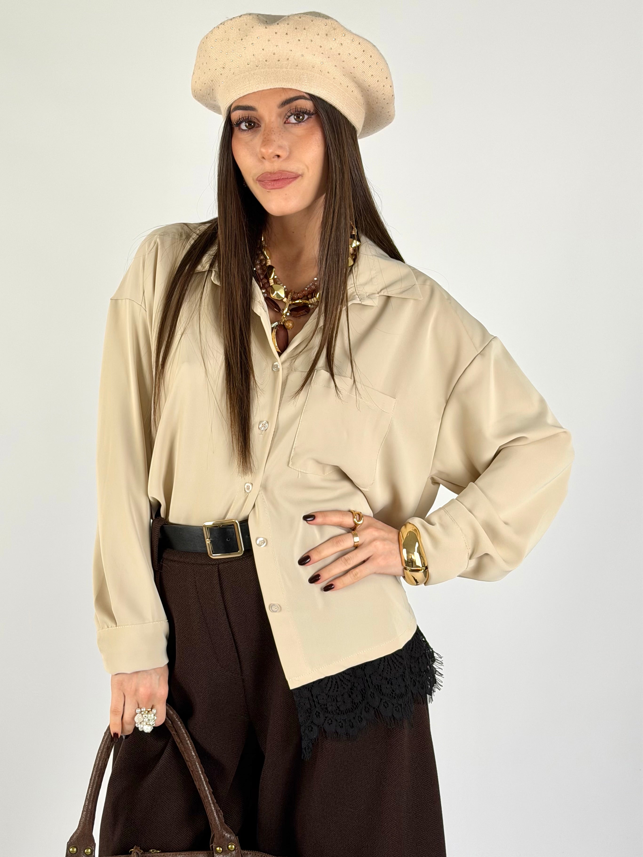 Camicia taschino beige