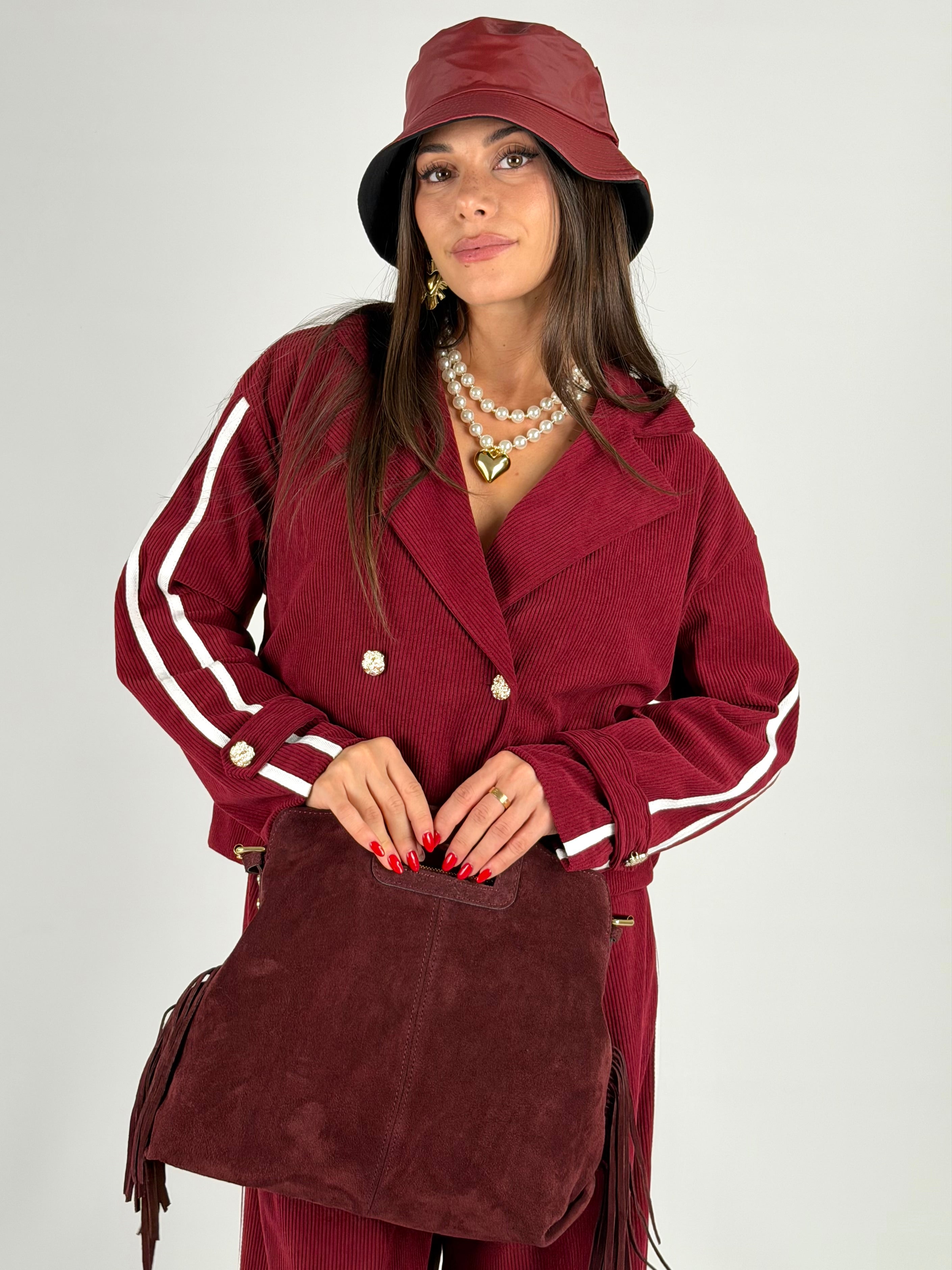 Completo Adi velluto bordeaux