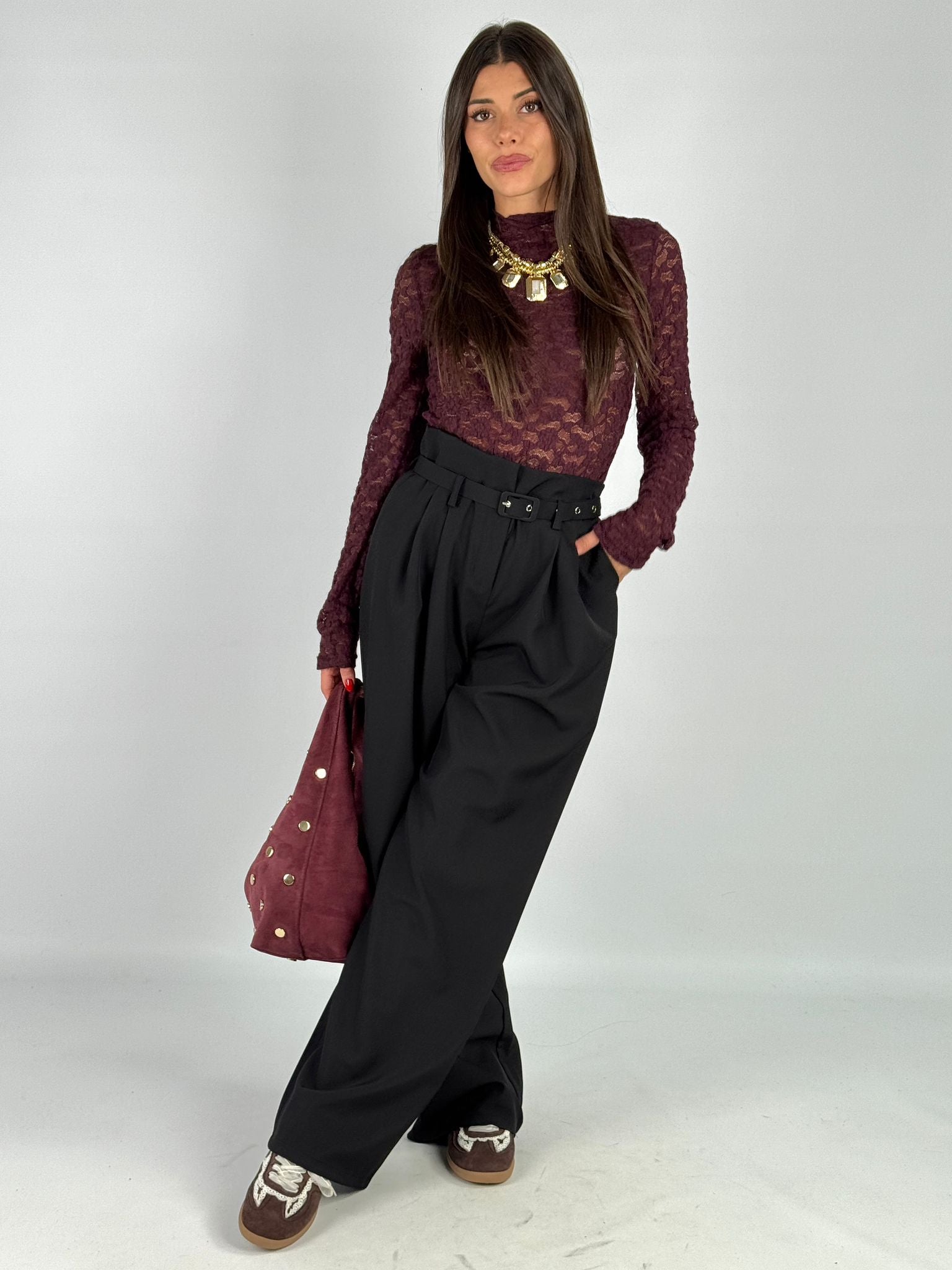 Maglia Lory pizzo bordeaux