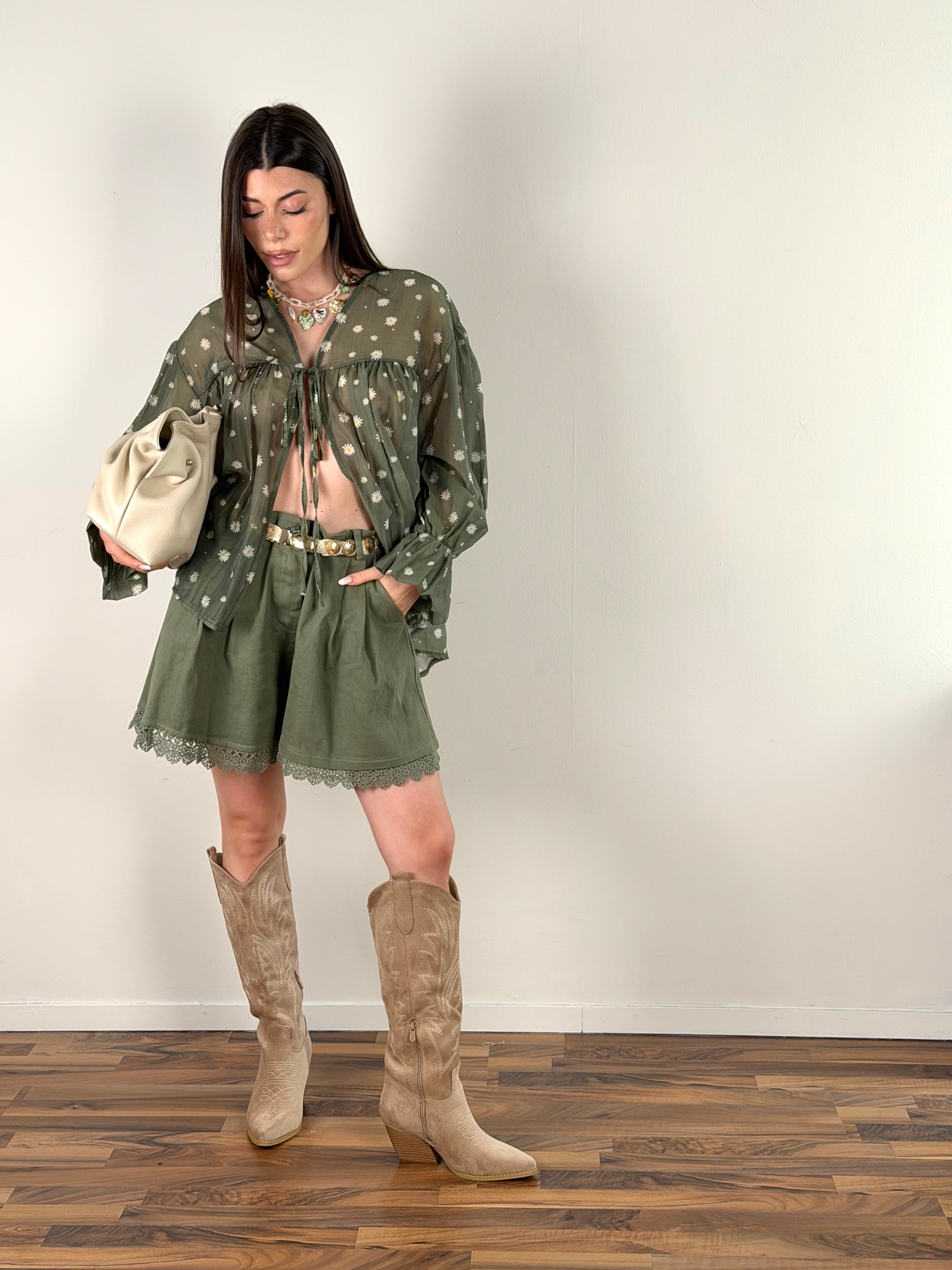 Camicia Margherite verde