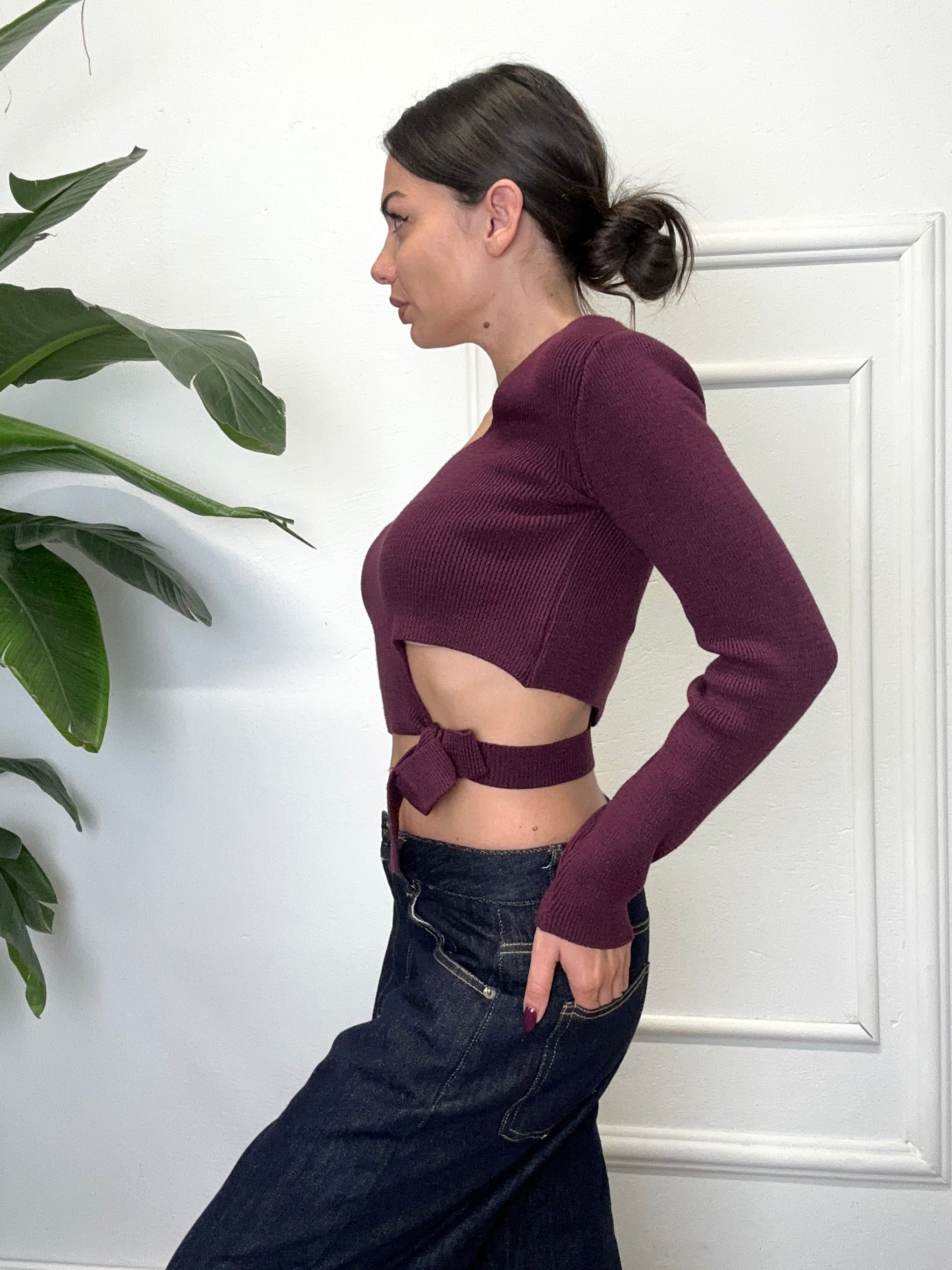 Maglioncino nodo bordeaux