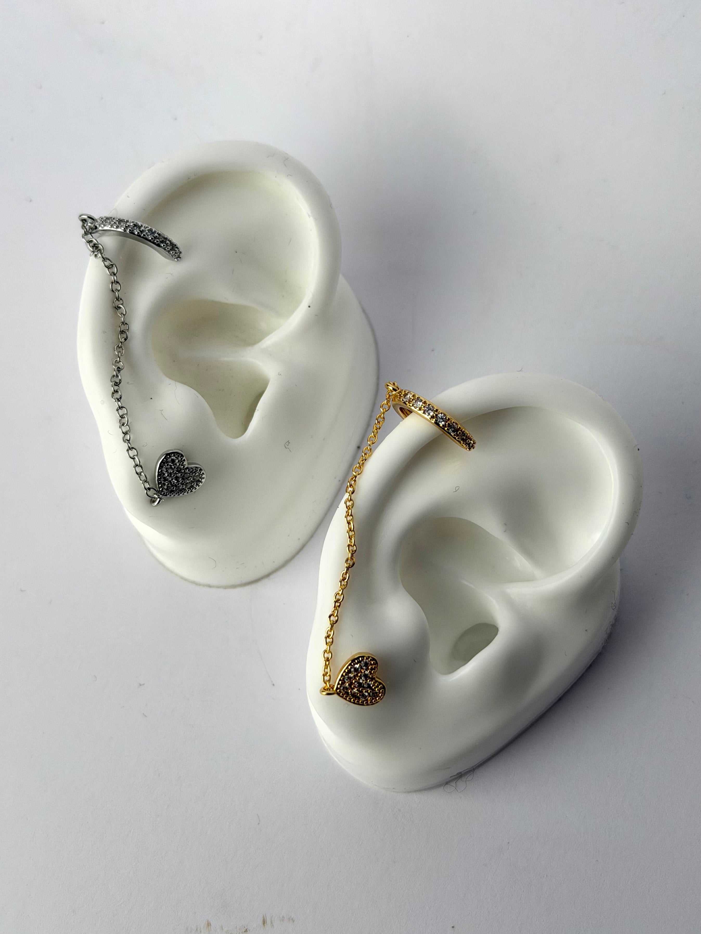 Orecchini + Earcuff cuore - 2 colori