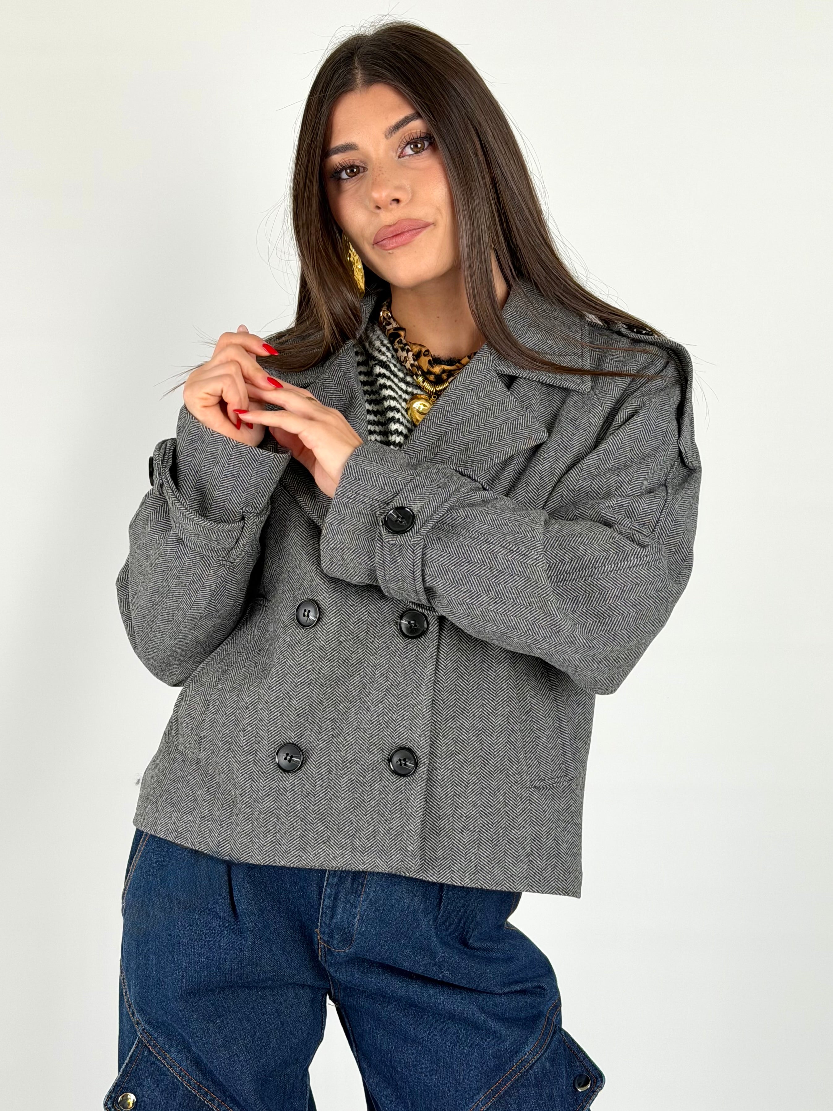 Maxi cappotto panno grigio