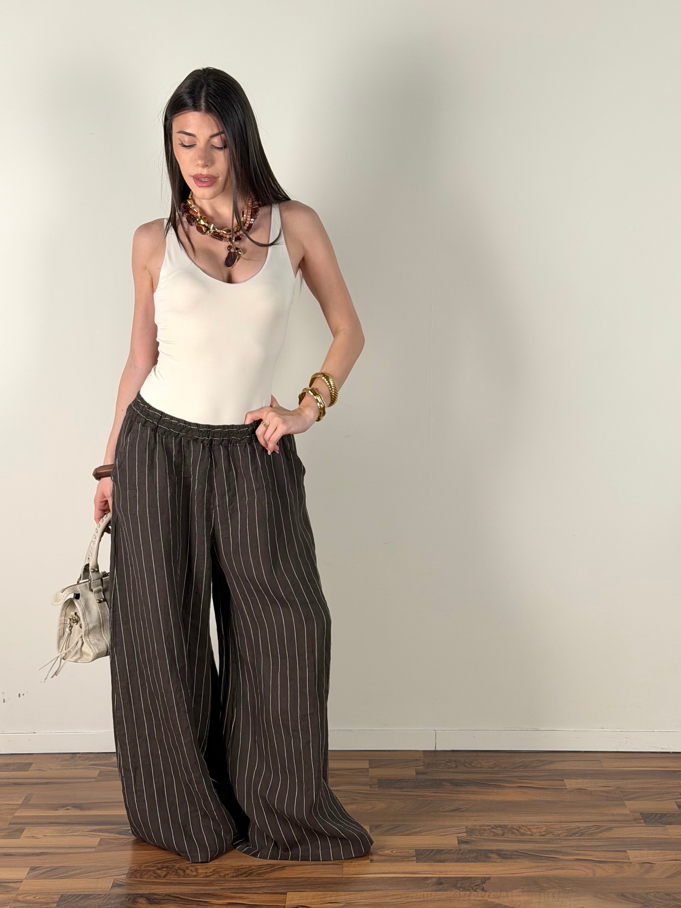 Pantalone puro lino Margot moro