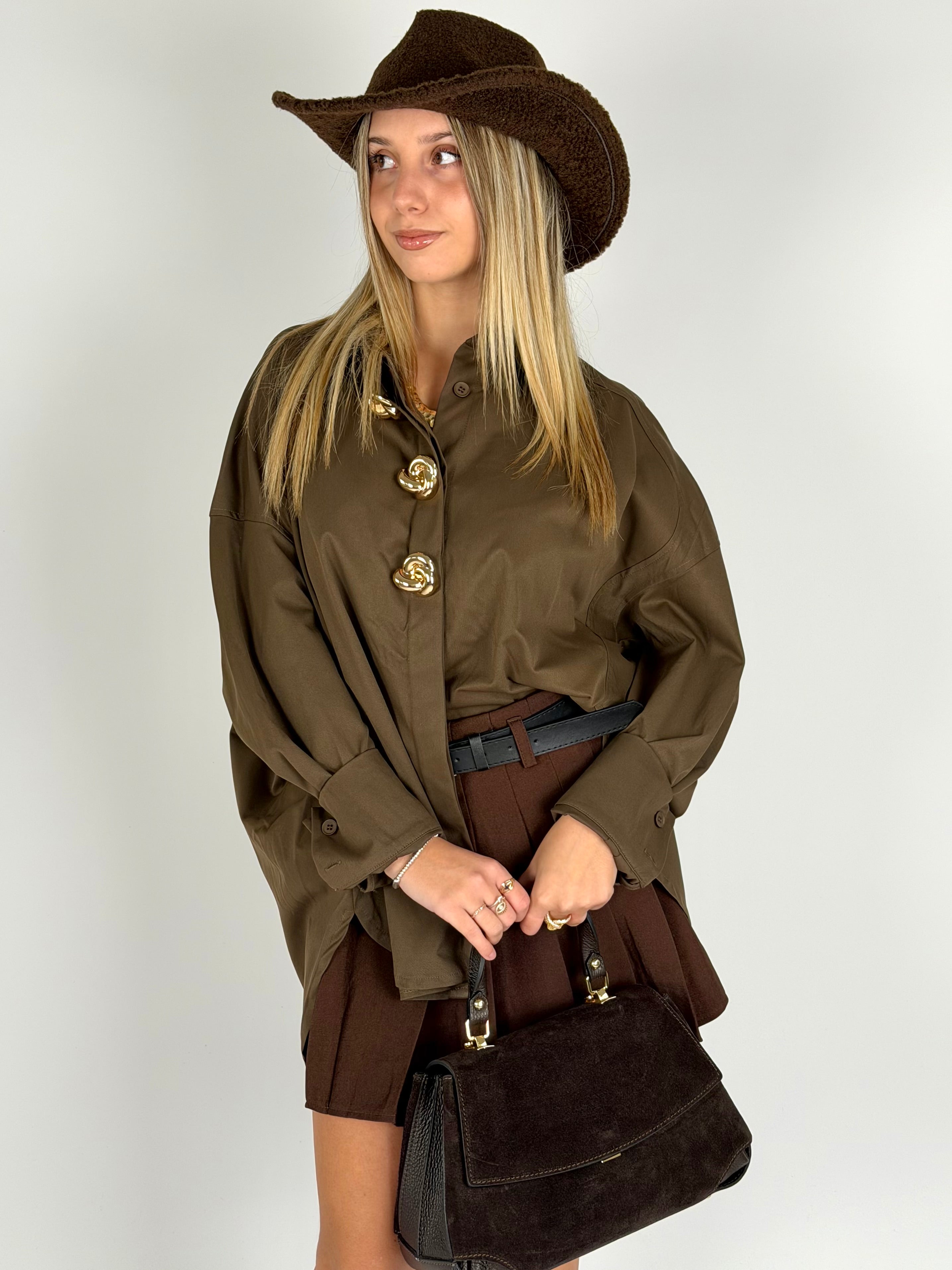 Maxi Camicia applicazioni gioiello moro