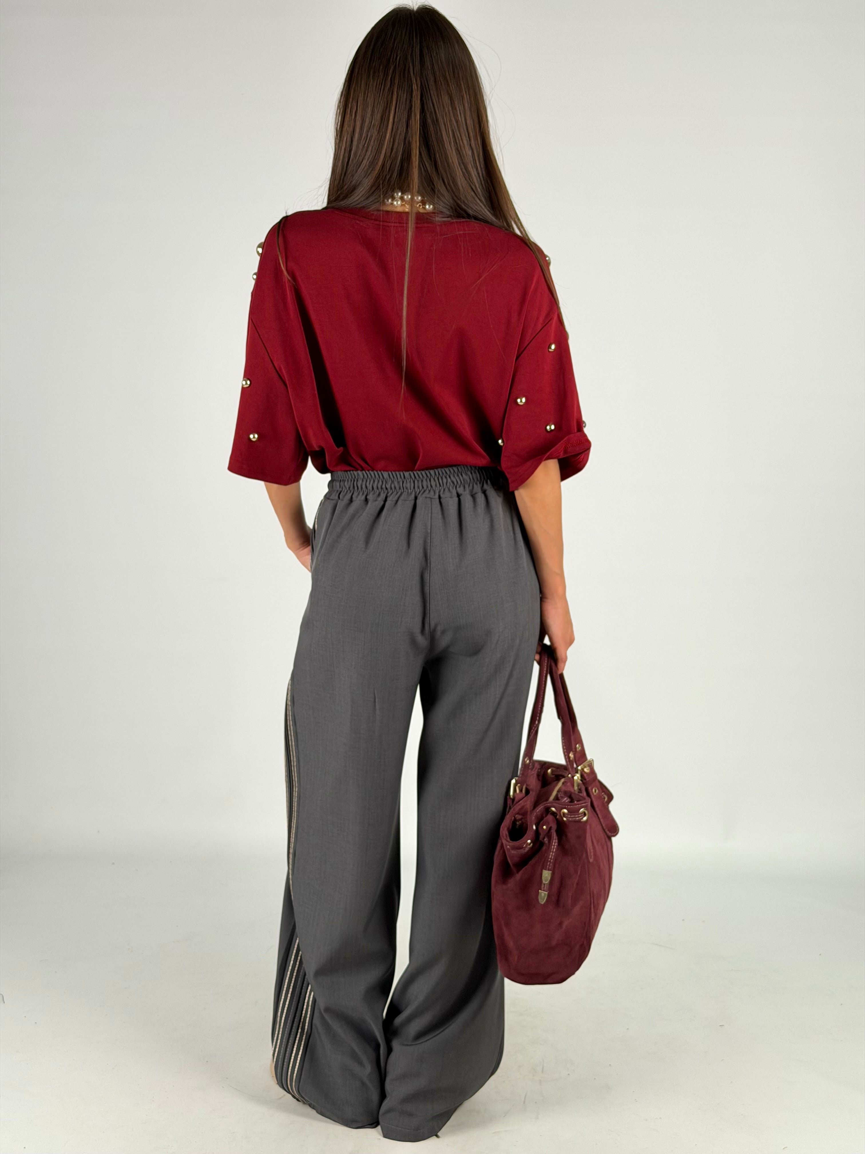 Pantalone righe grigio