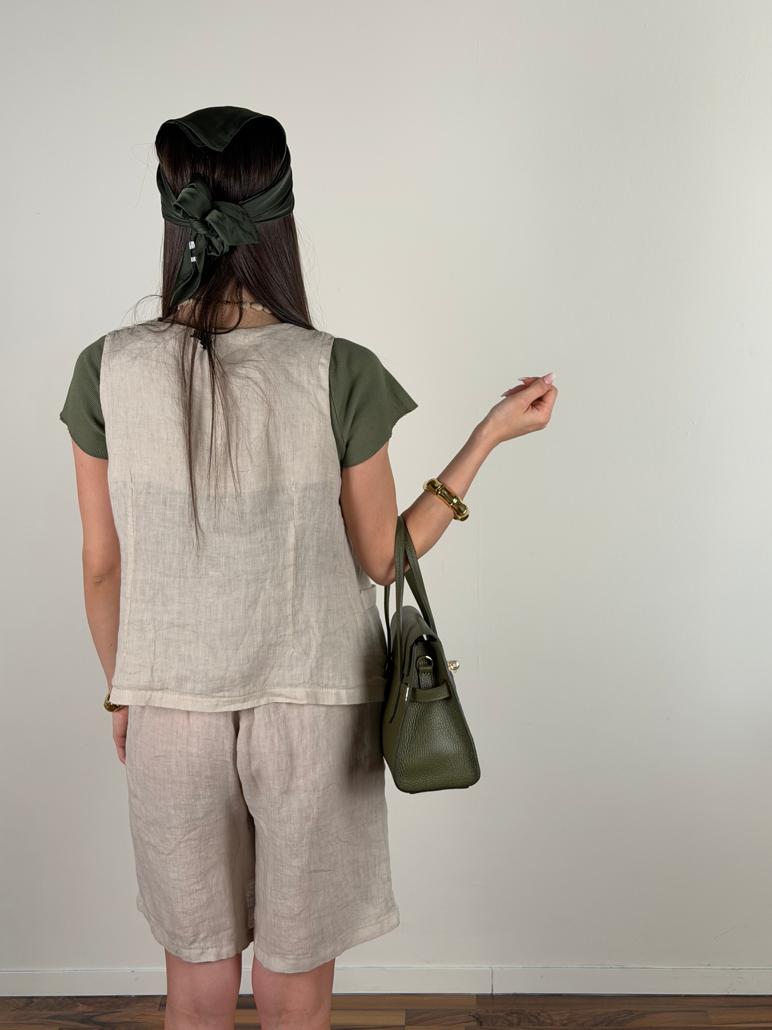 Gilet puro lino Tessa beige