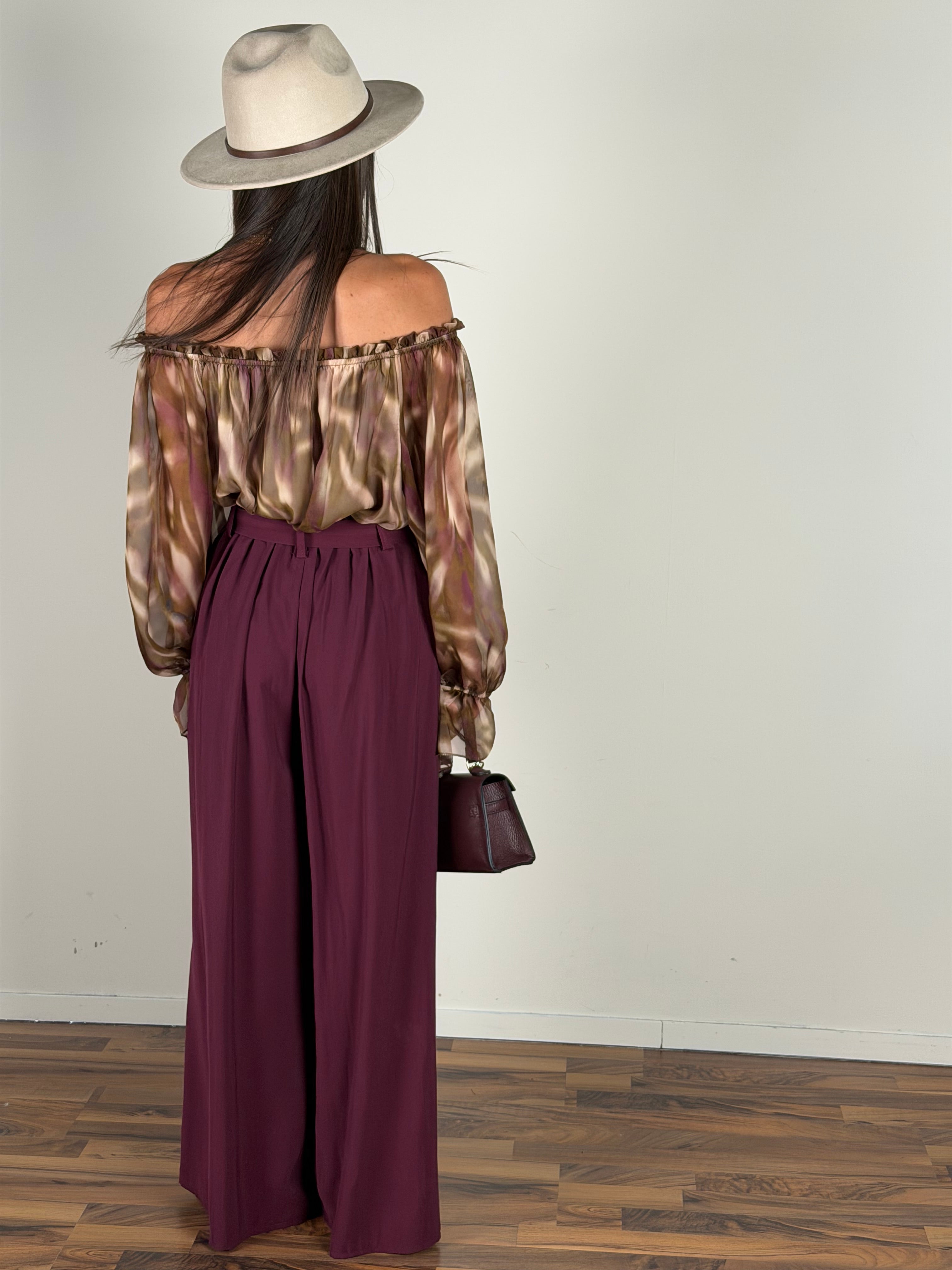 Pantalone Maxi fiocco Milly bordeaux