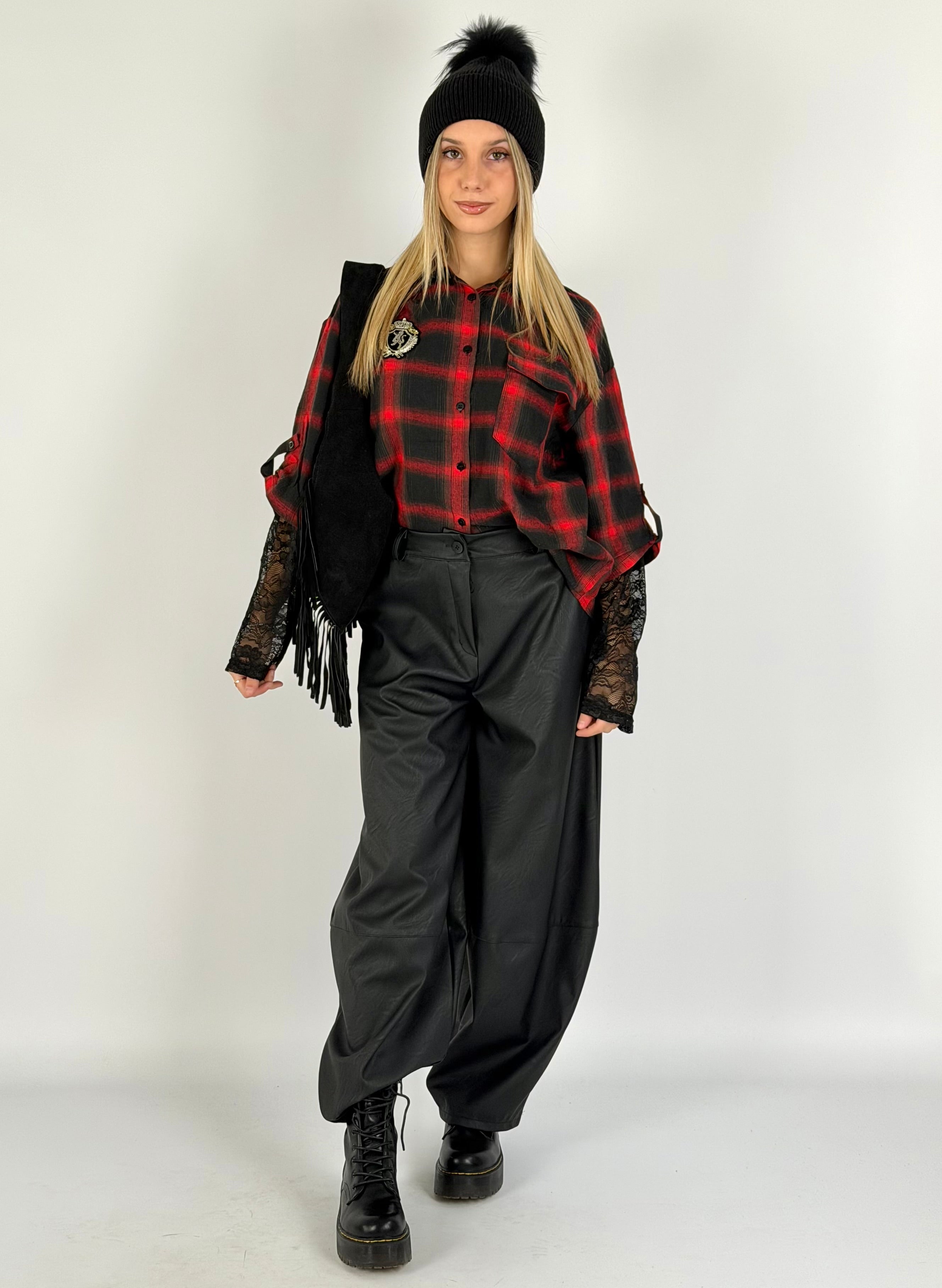 Camicia check Sally rossa