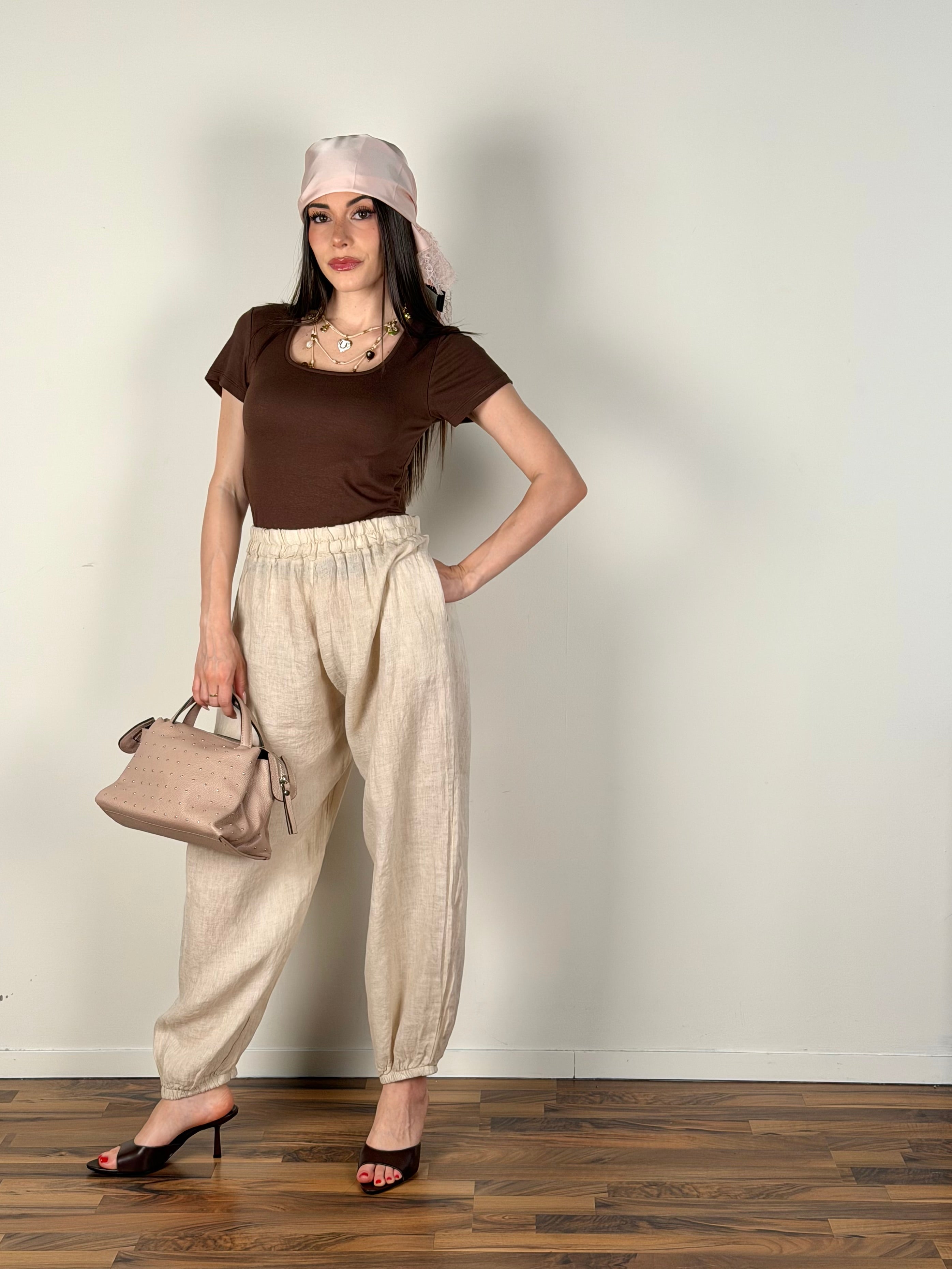 Pantalone lino Fiona beige
