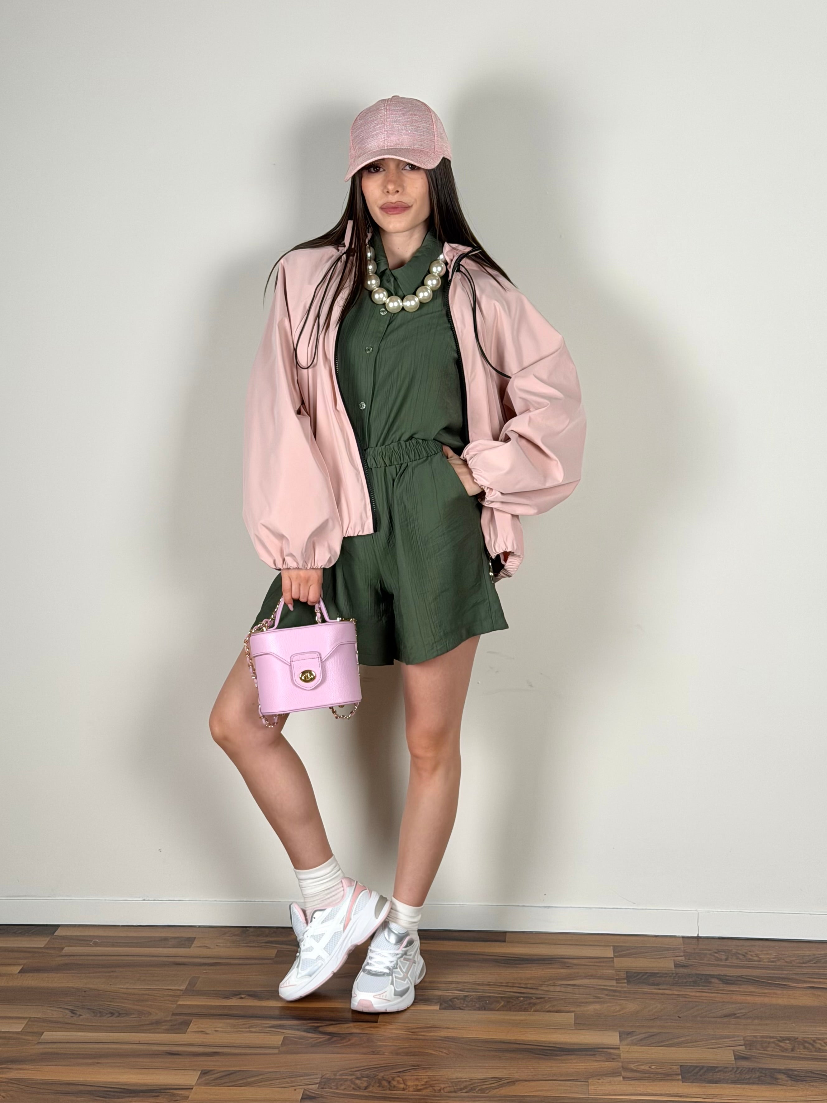 Bomber arricciato rosa