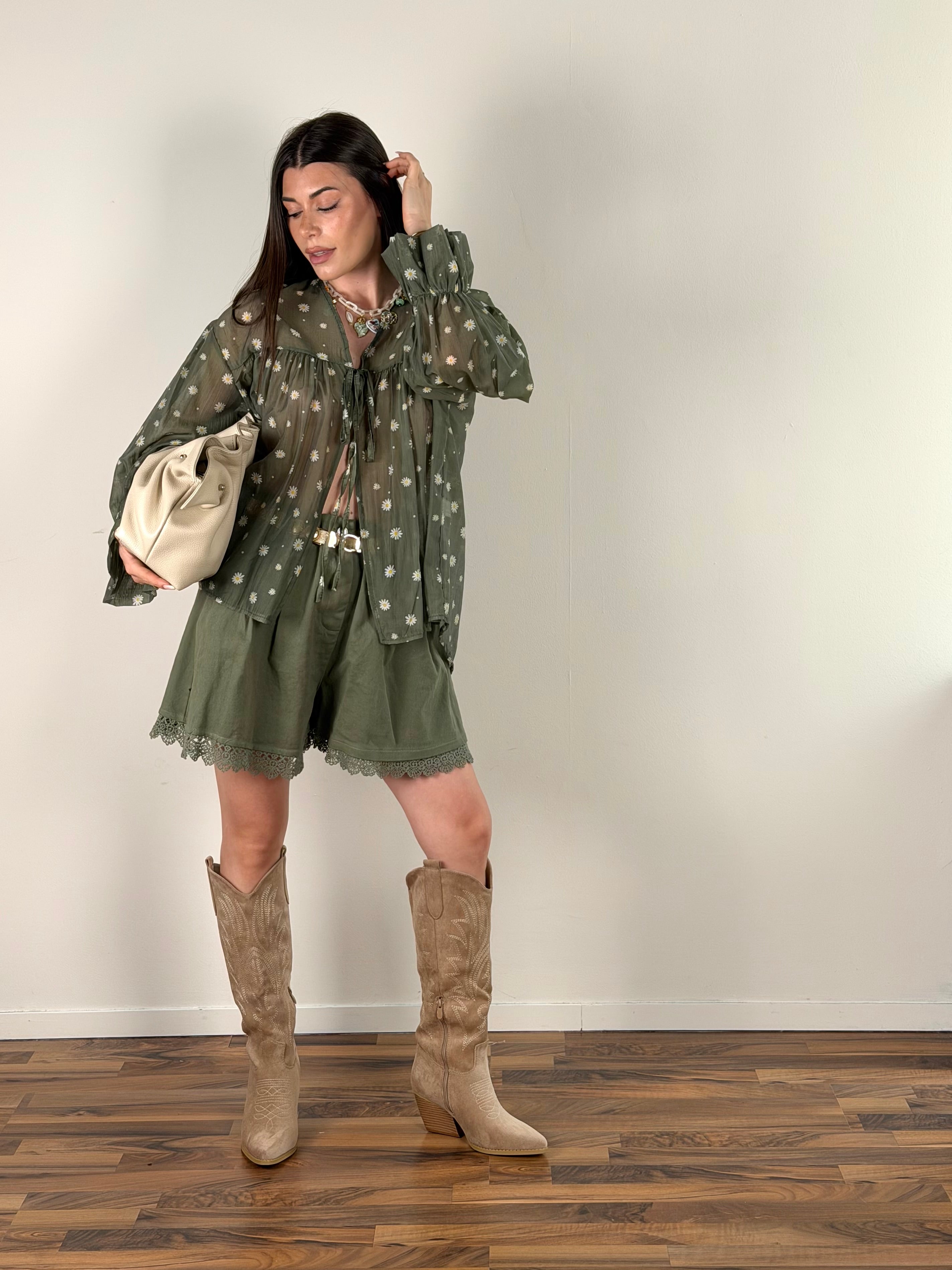 Camicia Margherite verde