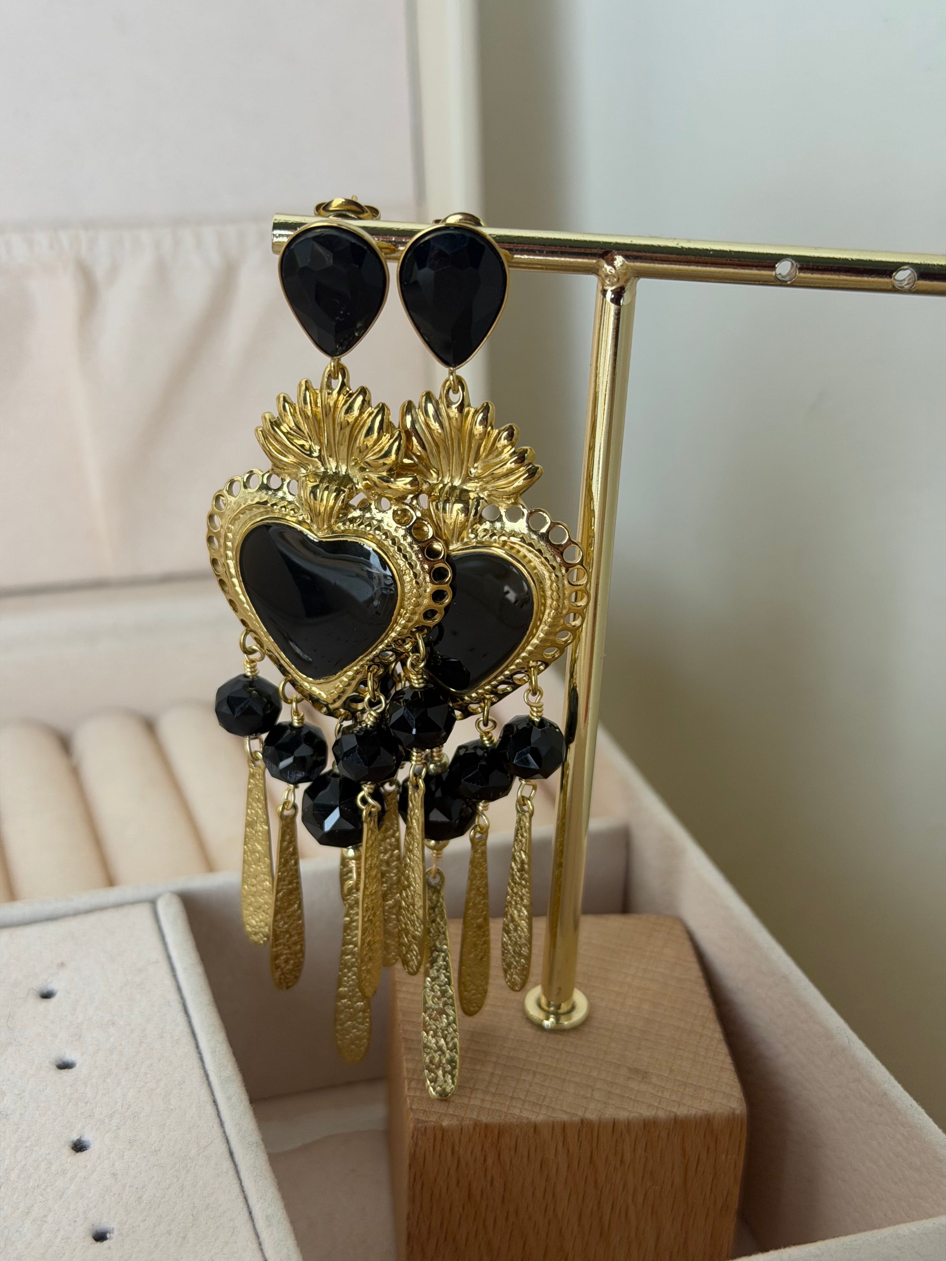 Orecchini cuore nero - collezione passion