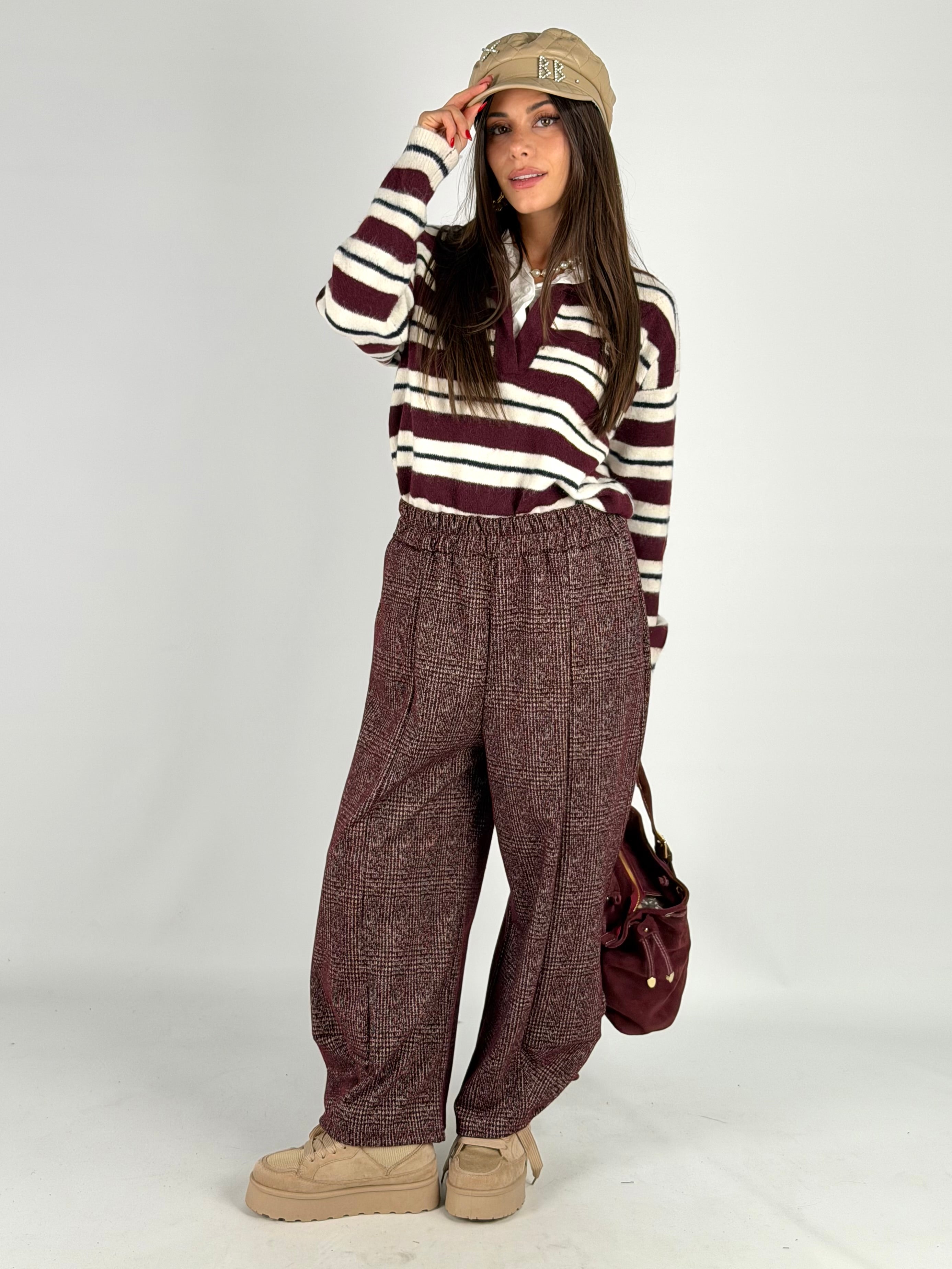 Magliancino righe + camicia bordeaux