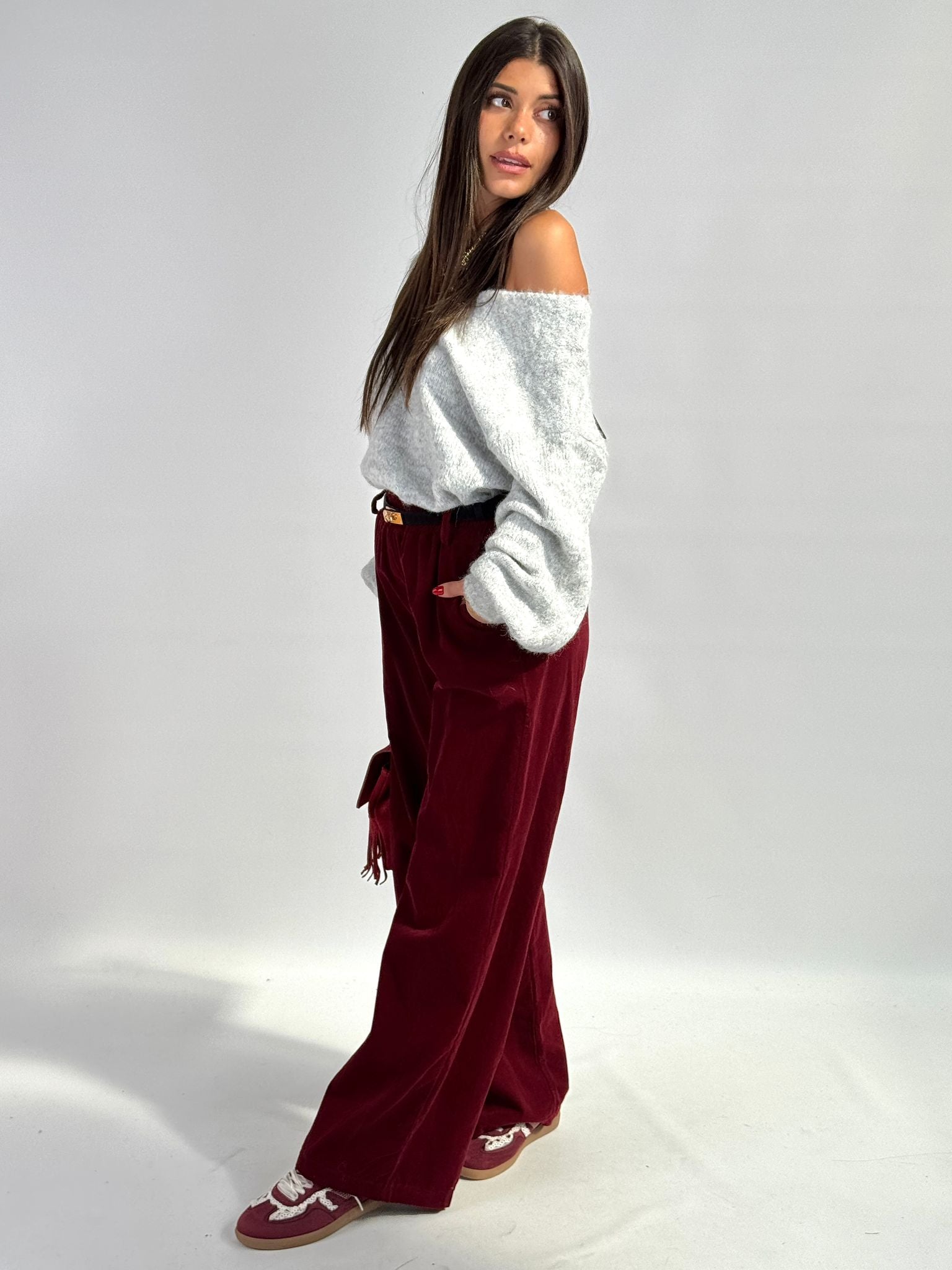 Maglioncino fiocco grigio