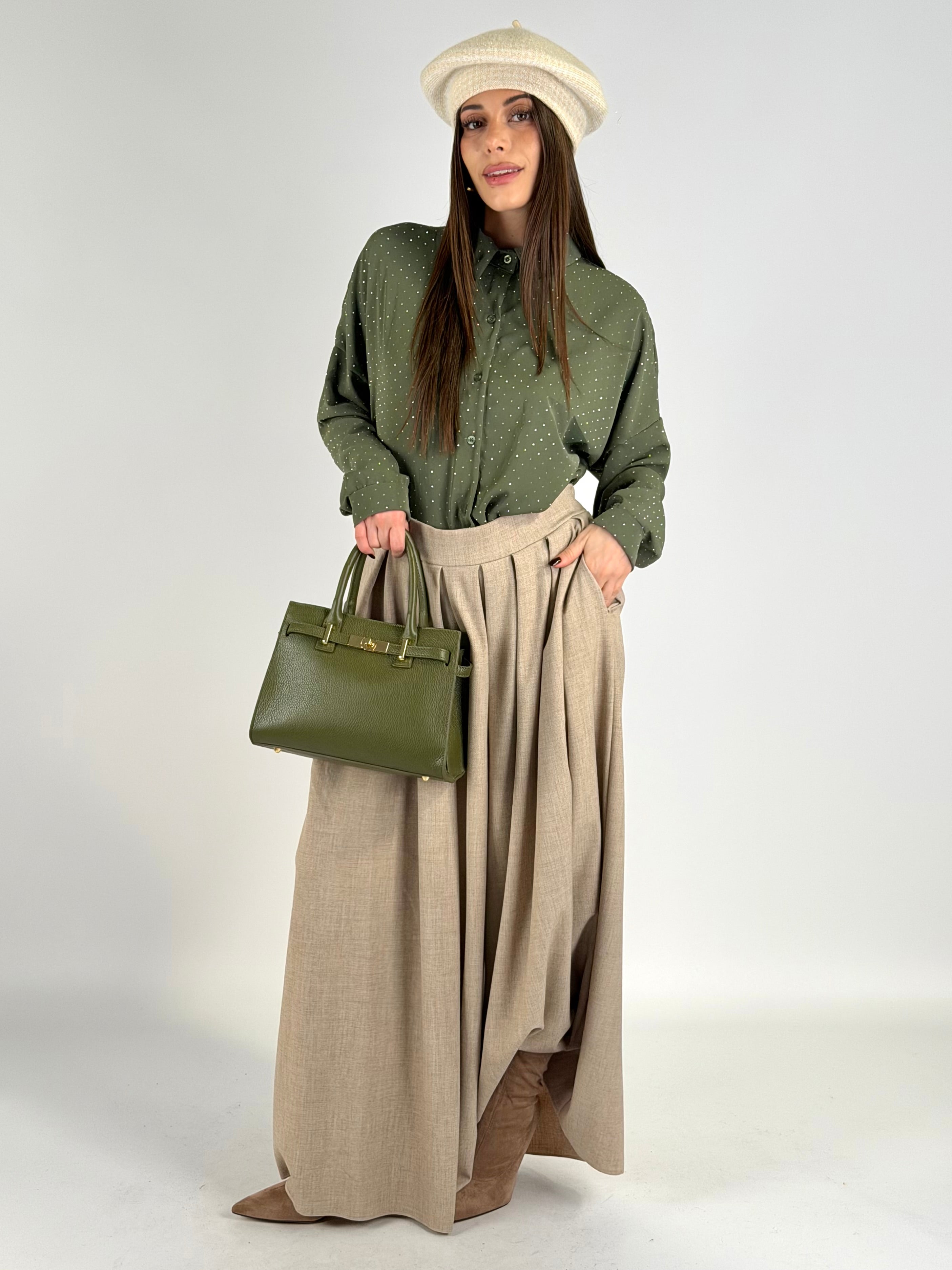 Camicia mille zirconi verde