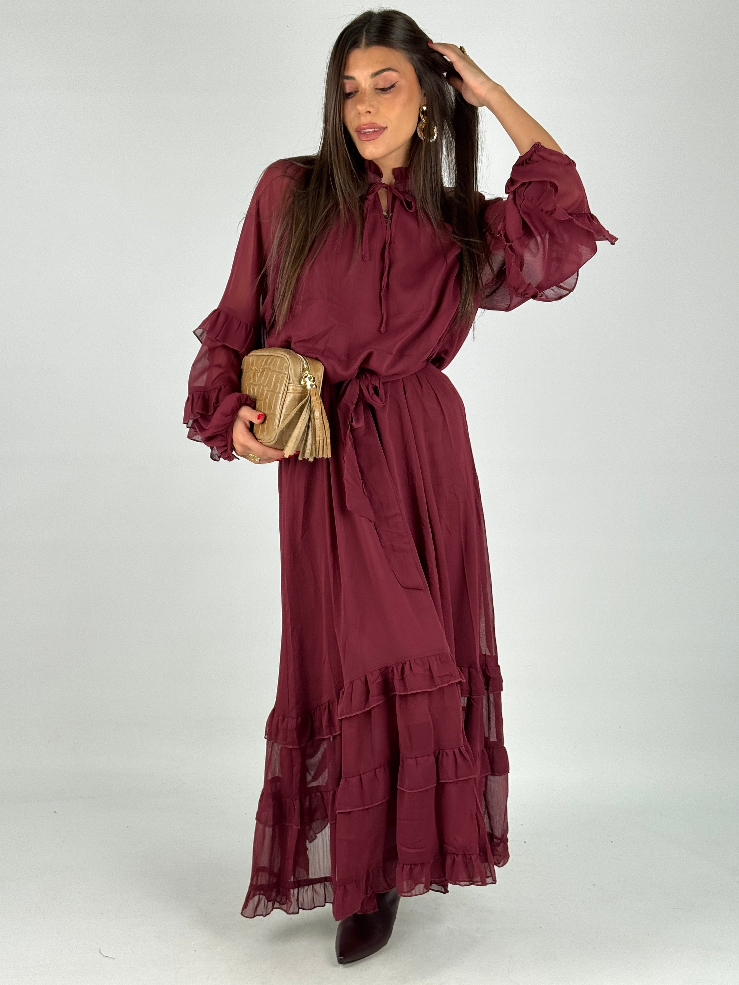 Maxi Abito Soleil bordeaux