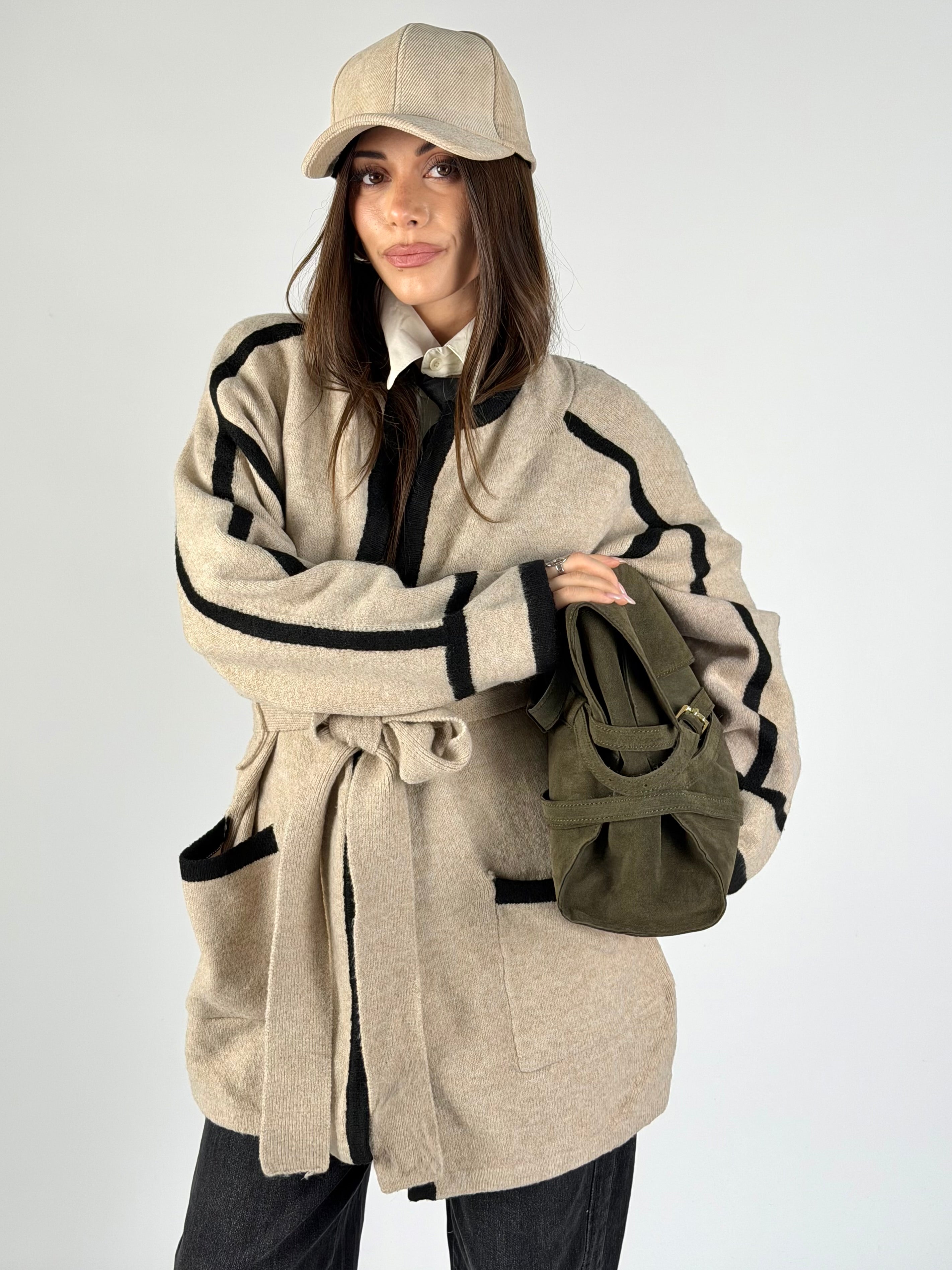 Cardigan fiocco beige