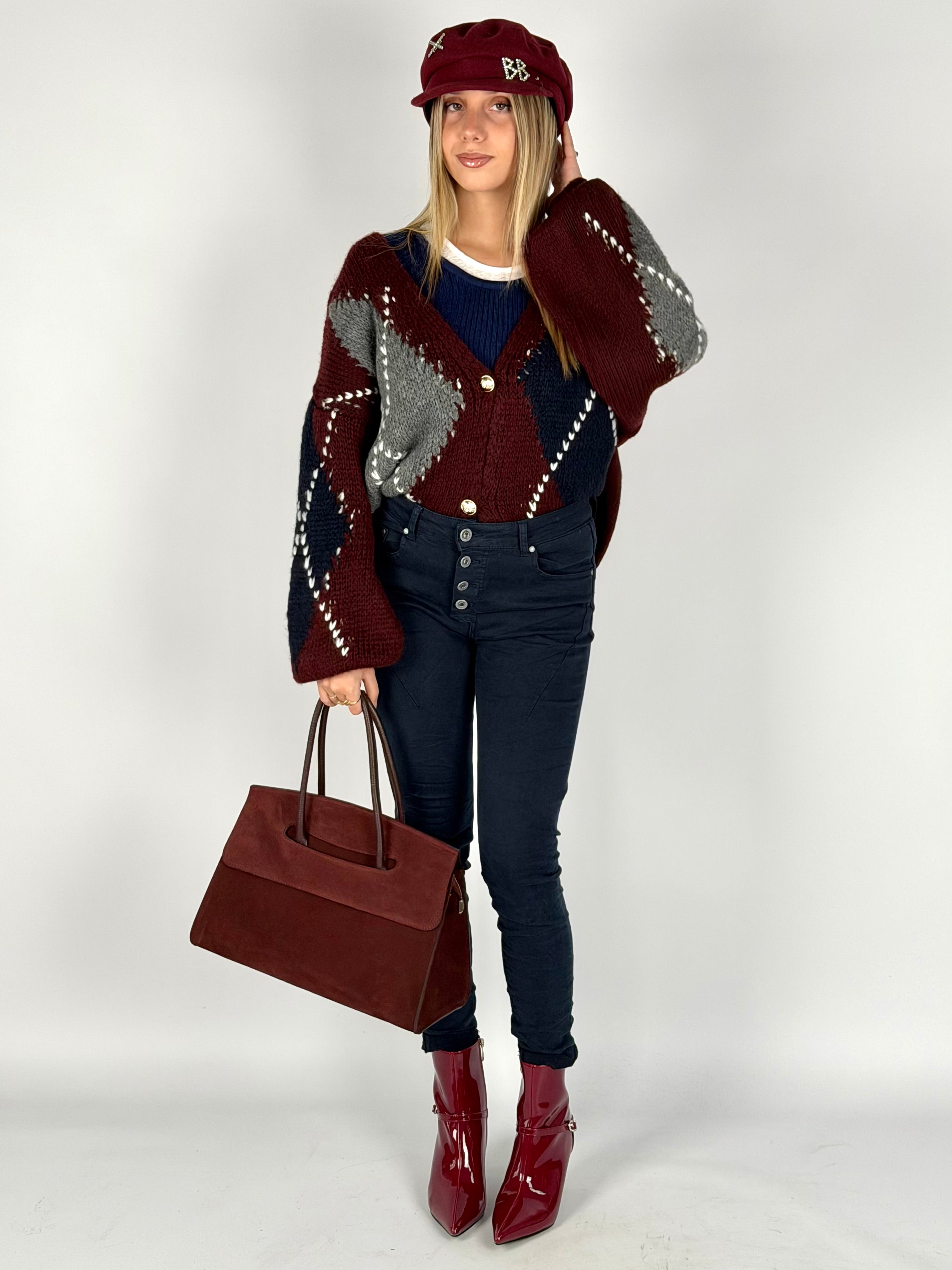 Cardigan Giove bordeaux