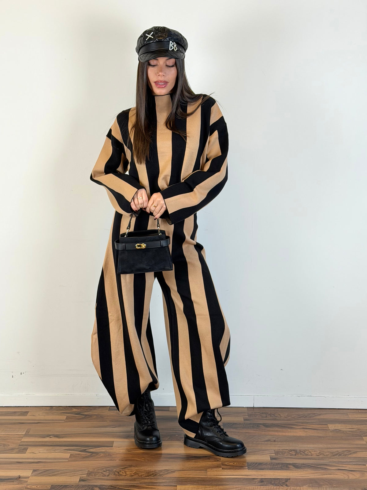 Maglia Zebra Camel/nero