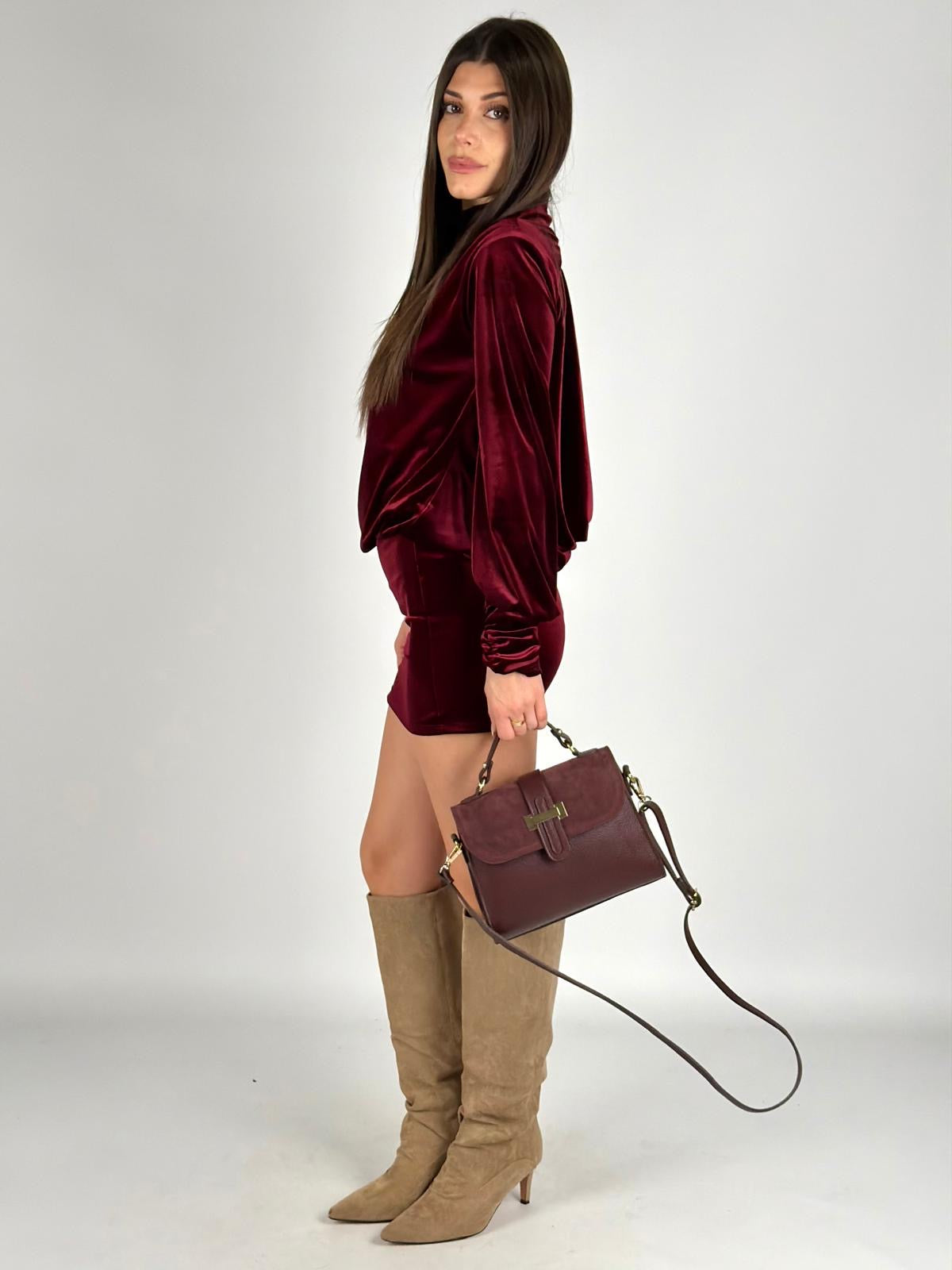 Abito velluto bordeaux