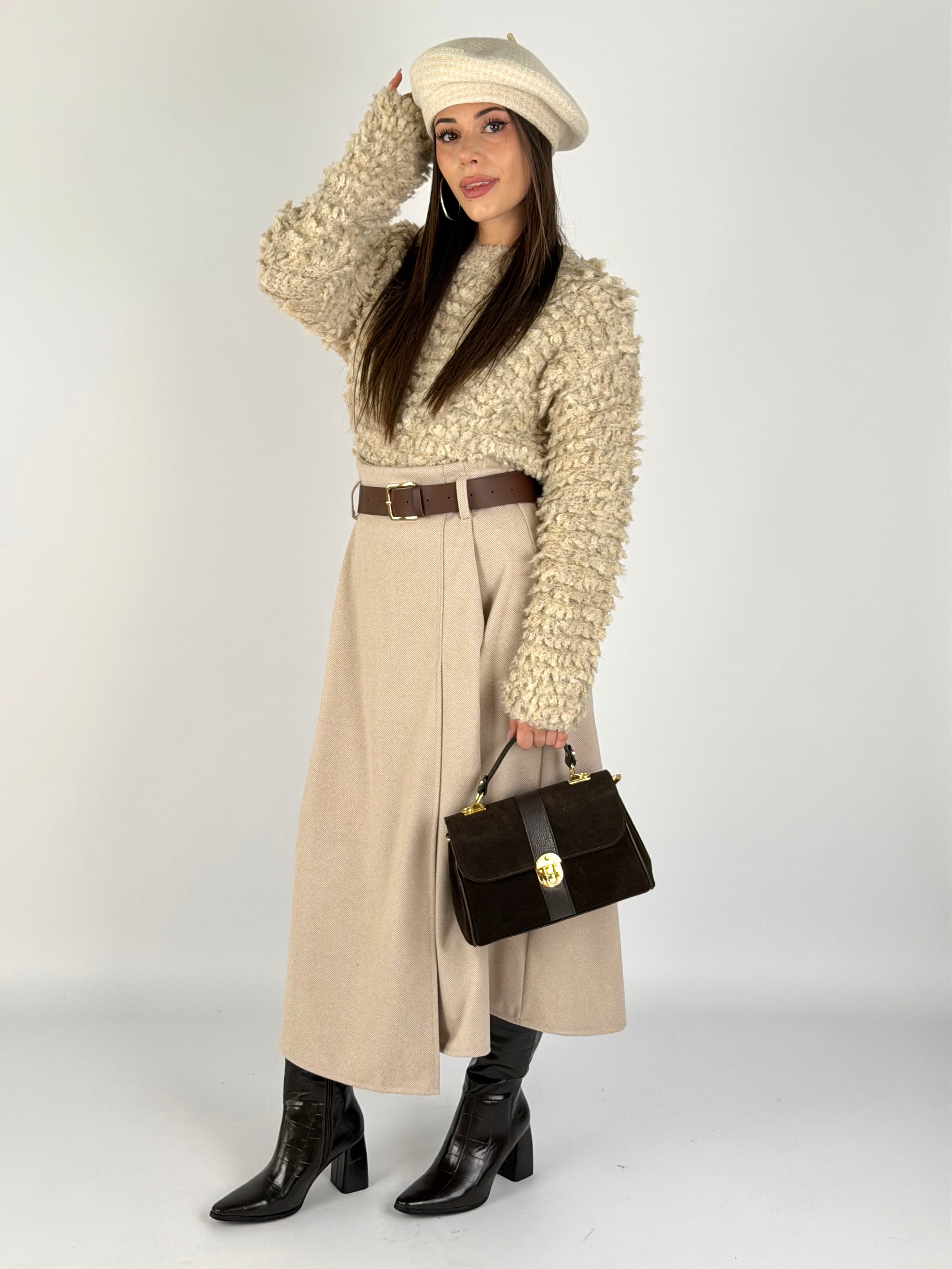 Gonna in panno beige