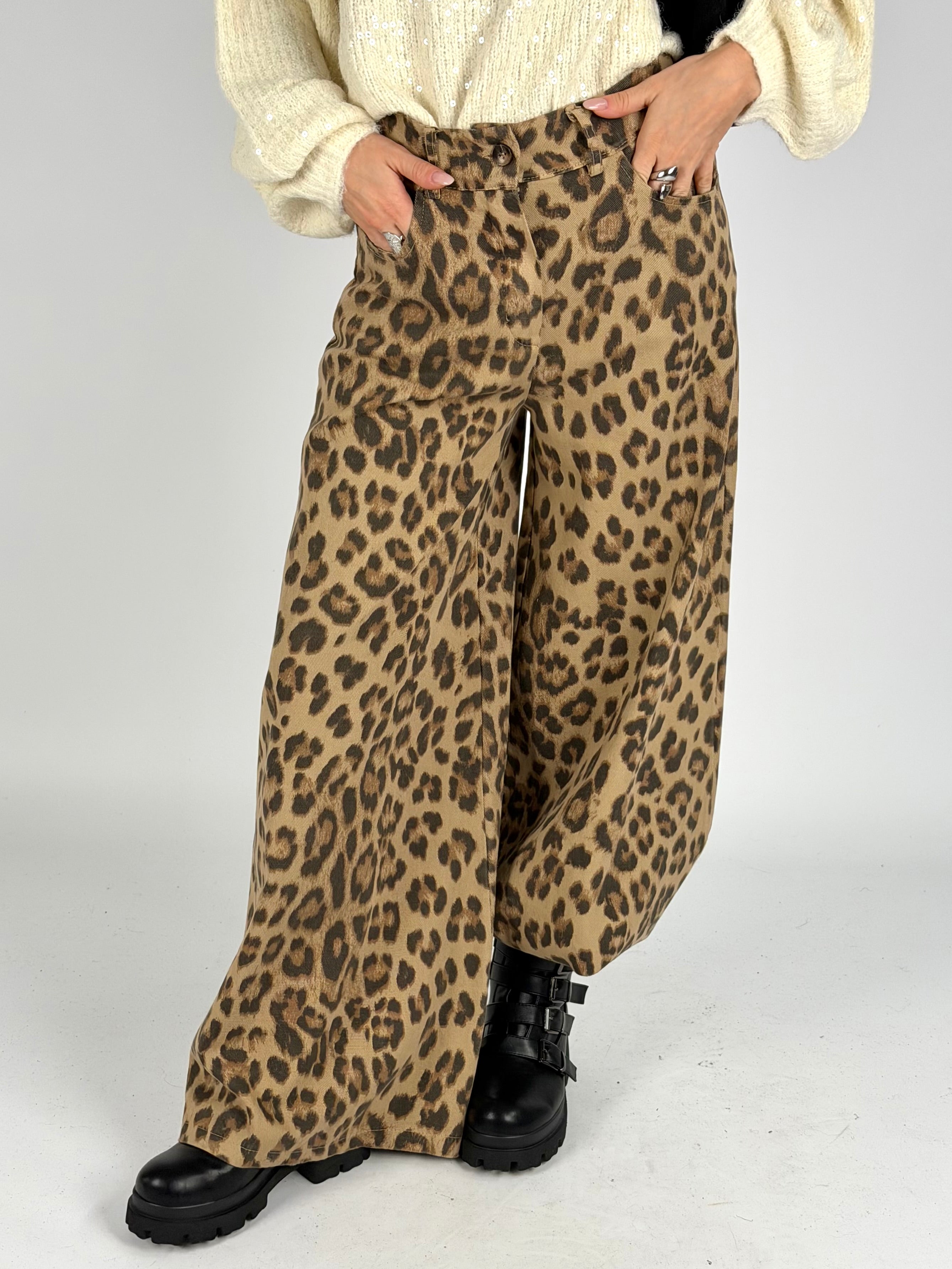 Pantalone animalier palazzo tabacco