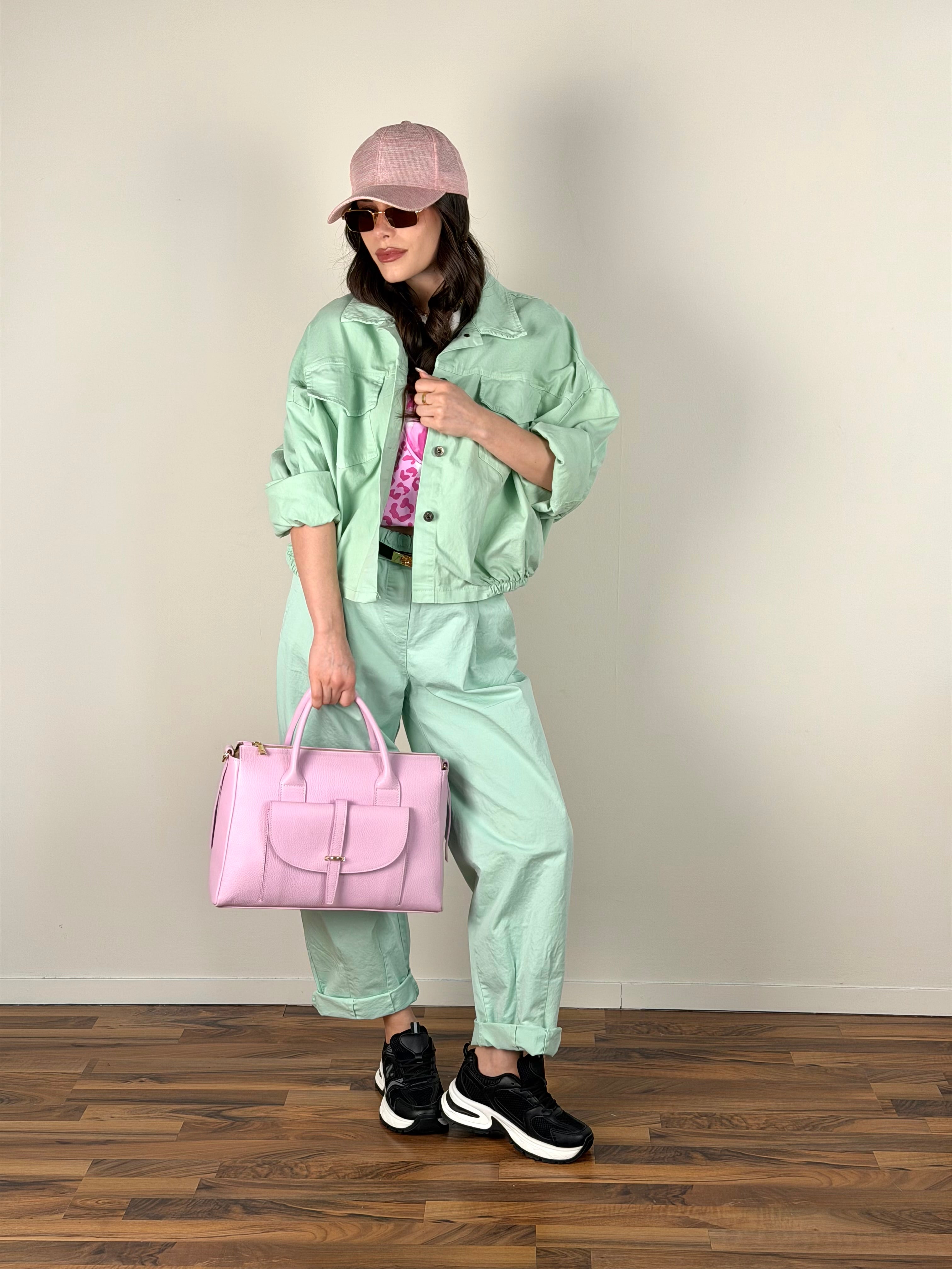 Giubbino jeans Carmen verde acqua