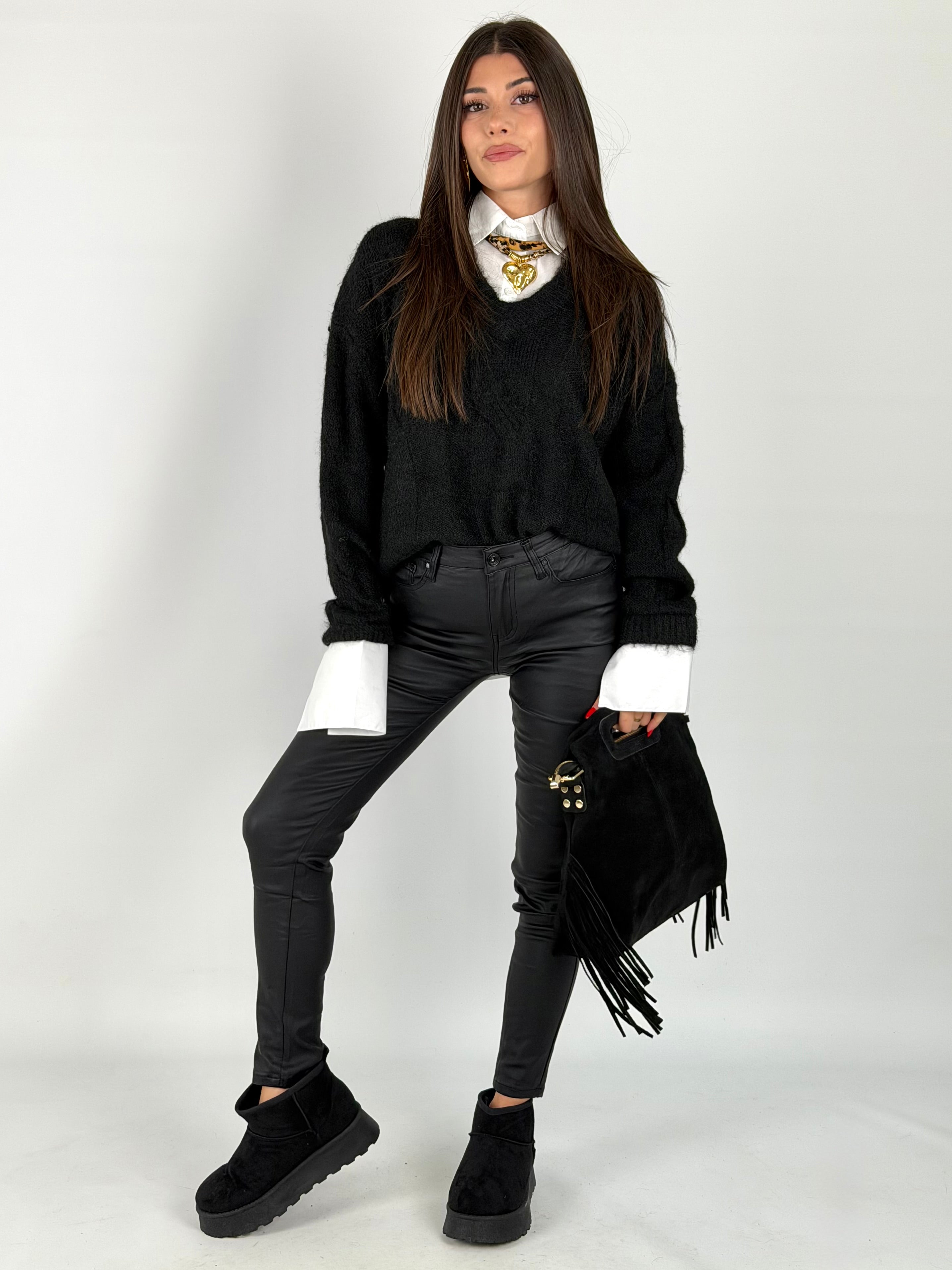 Pantalone in ecopelle BEA nero