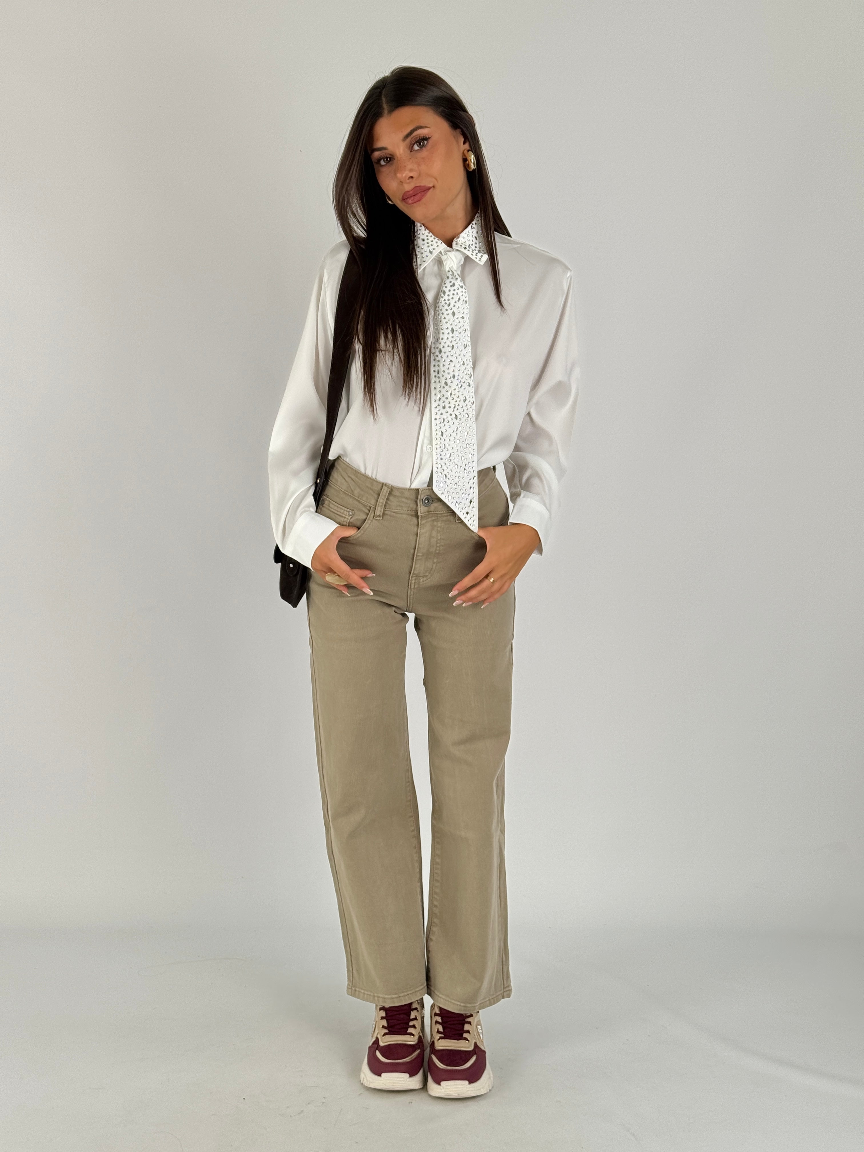 Camicia cravatta zirconi