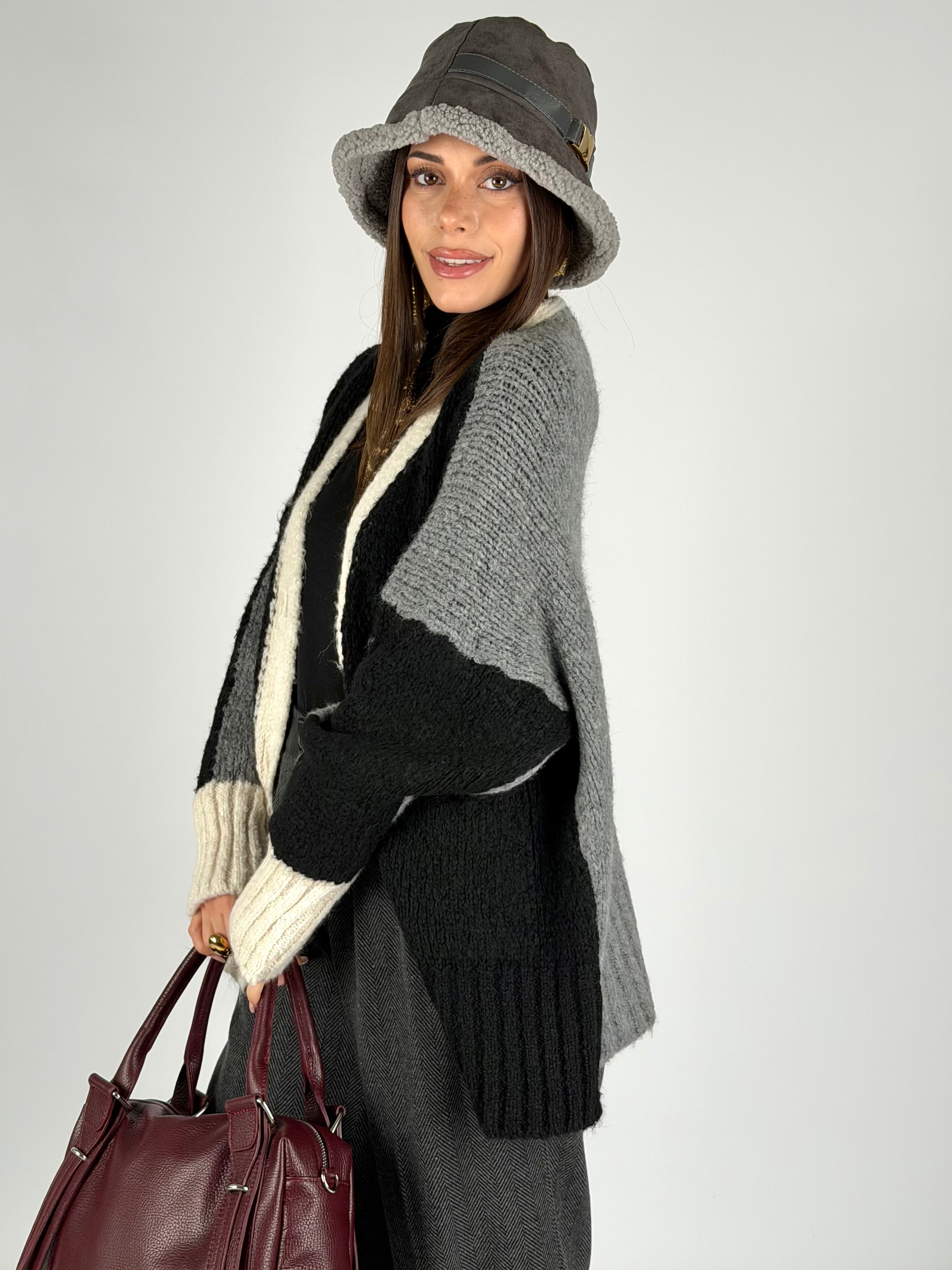 Cardigan due colori nero