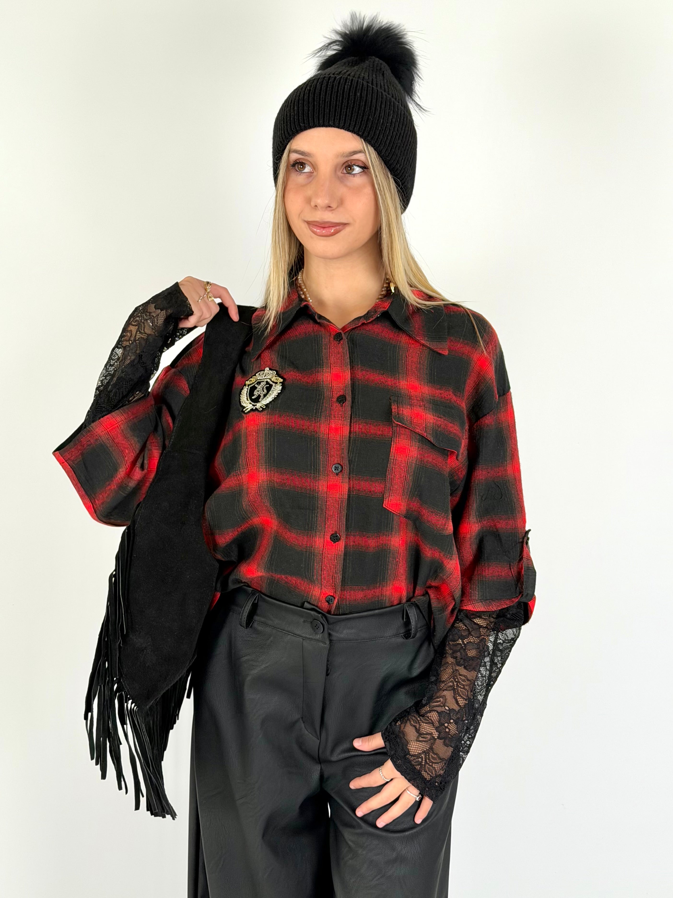 Camicia check Sally rossa