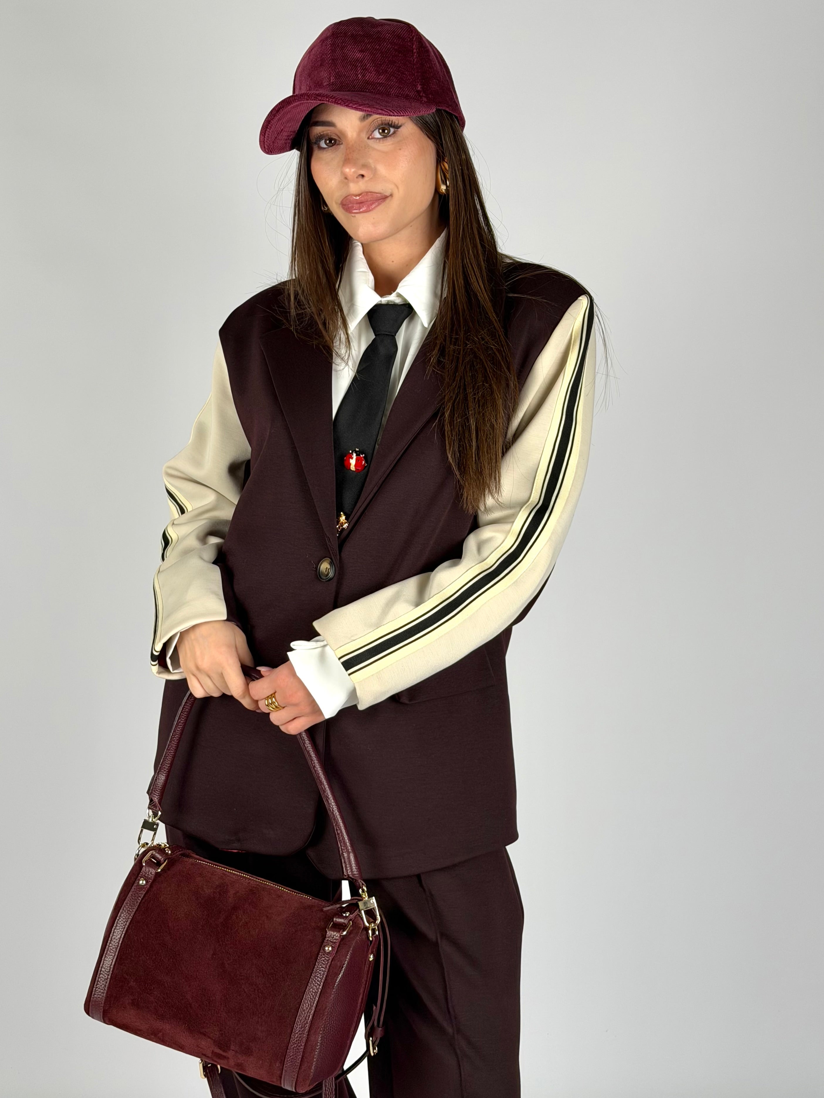 Giacca completo banda bordeaux