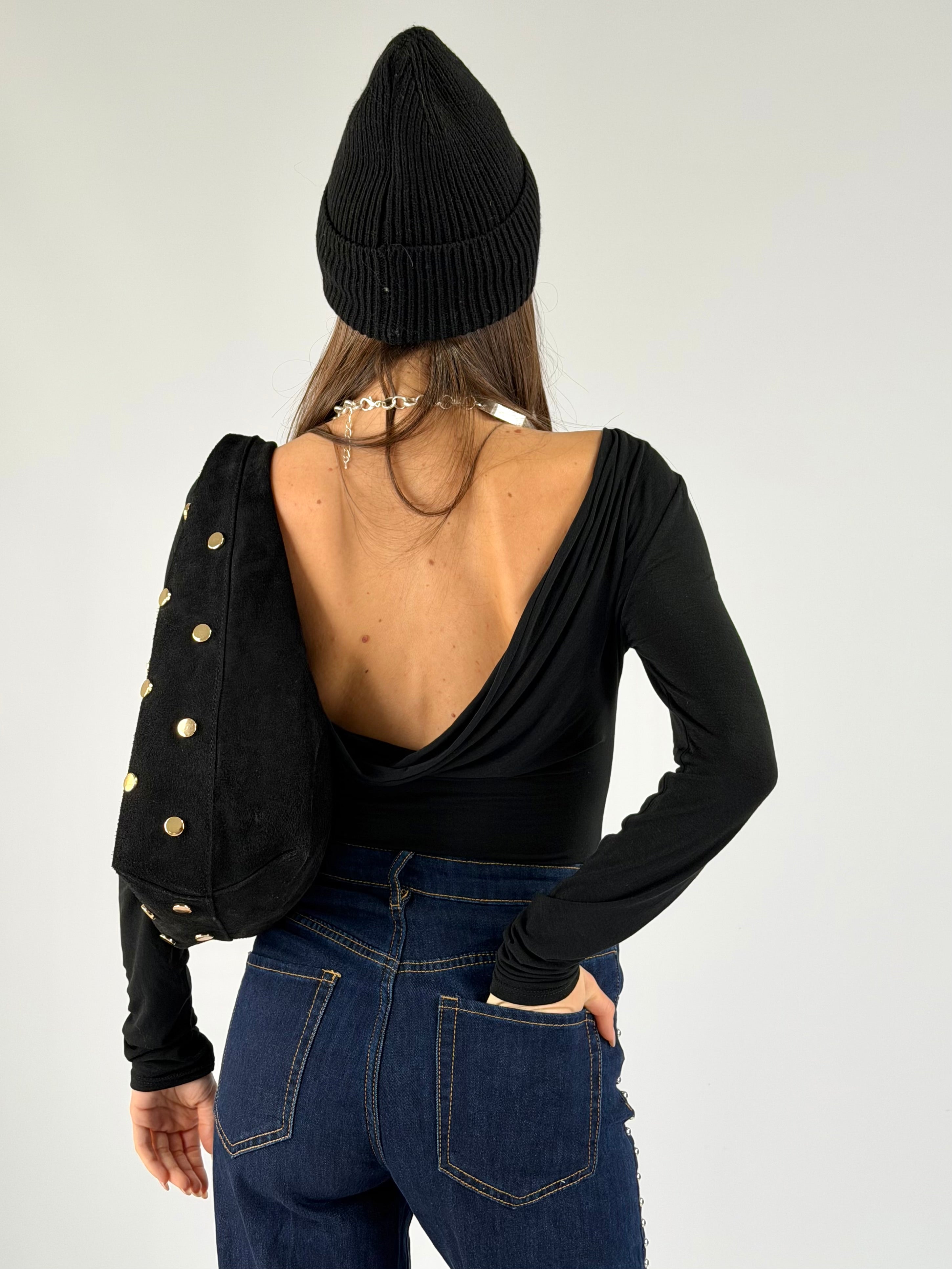 Maglia scollo retro nero