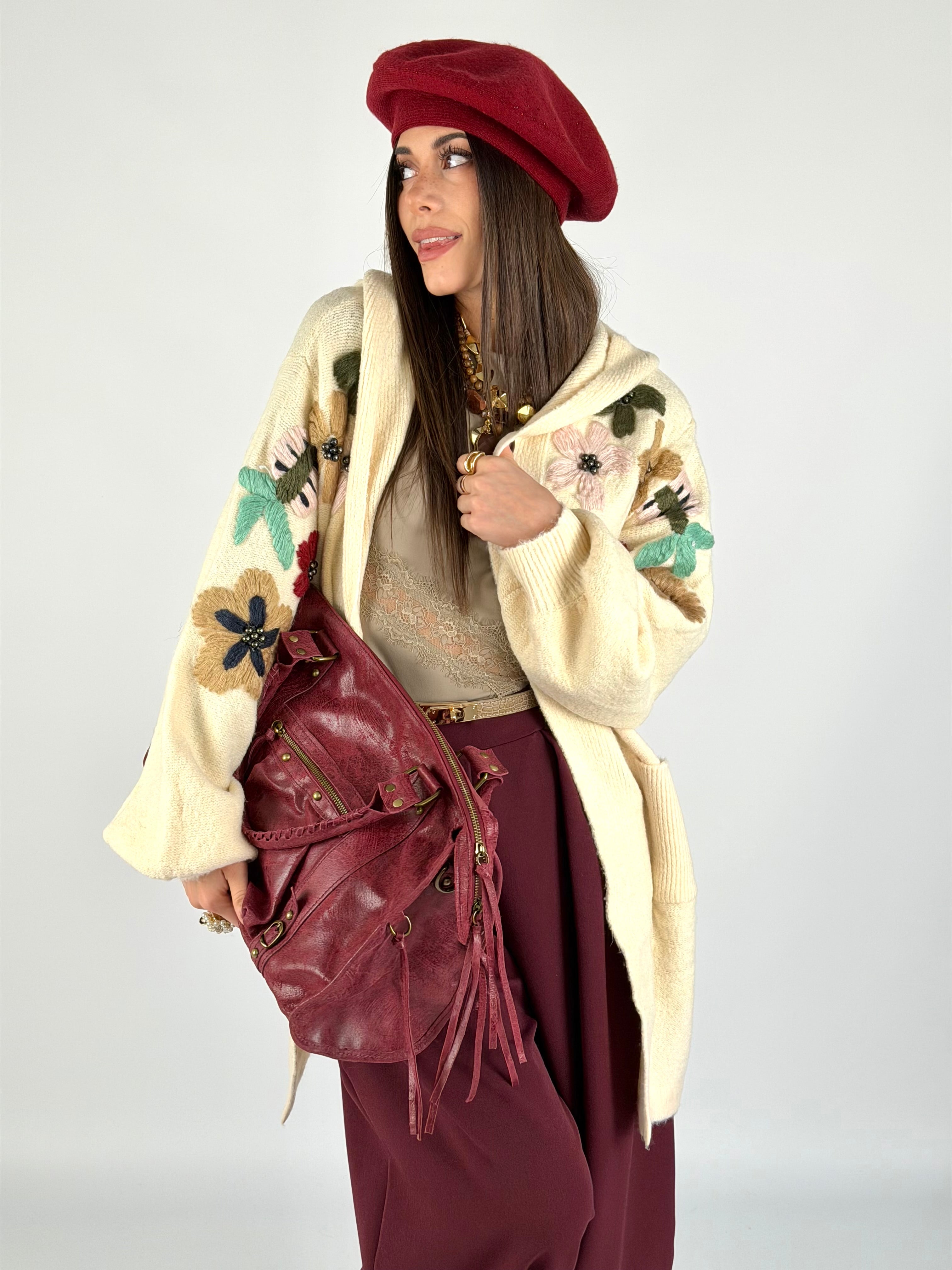 Cardigan Flora beige