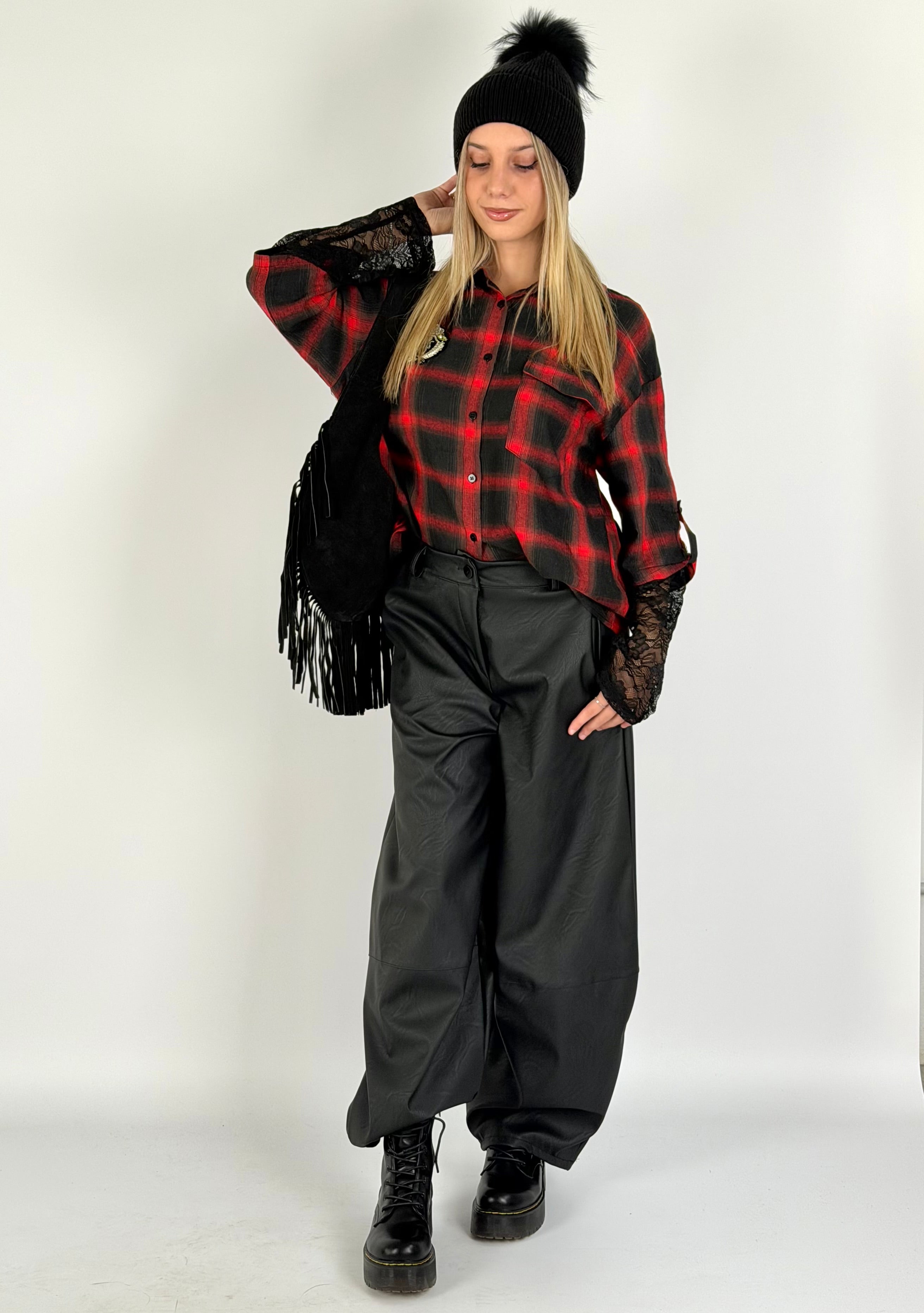 Camicia check Sally rossa