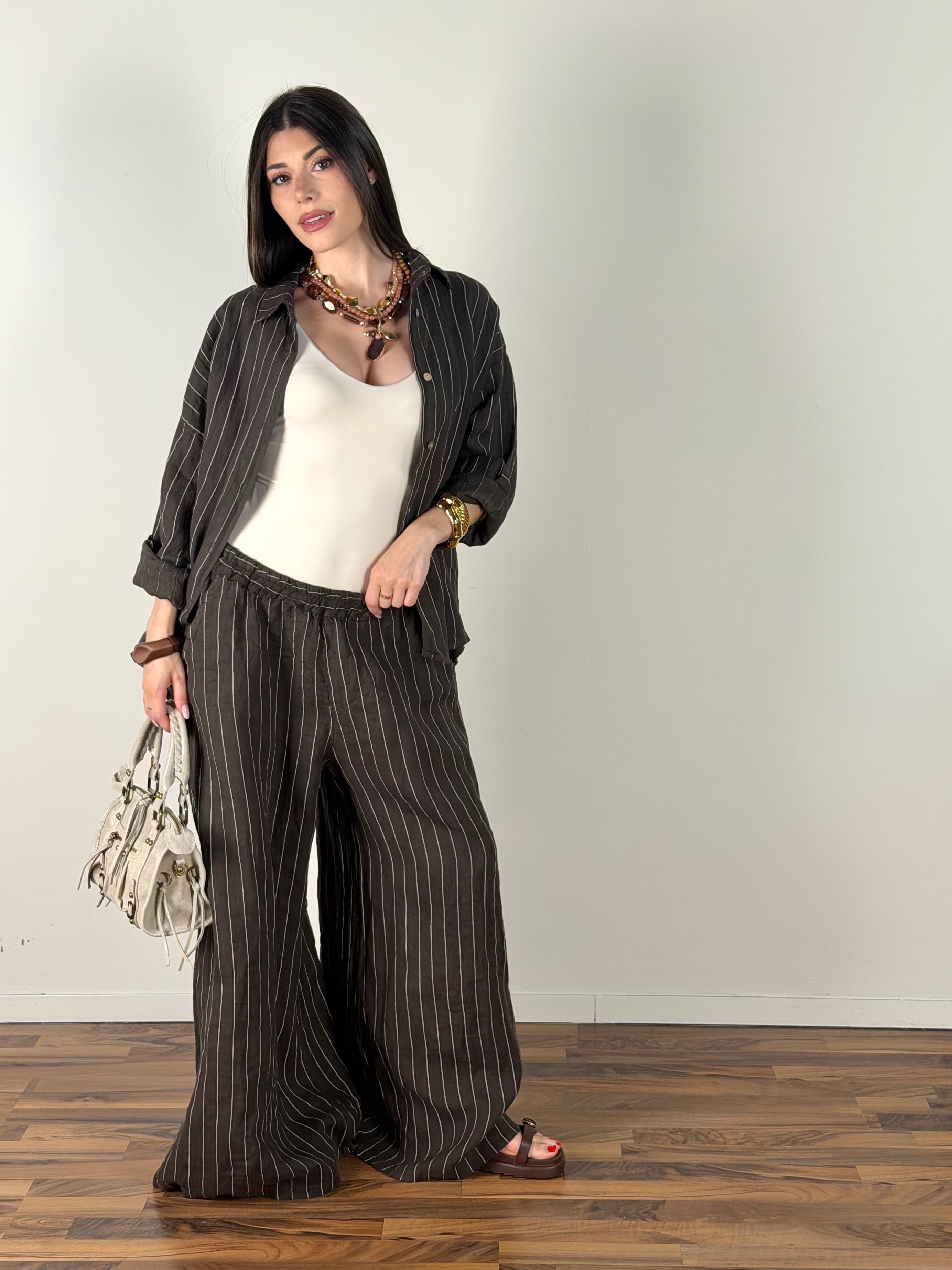 Camicia puro lino Margot moro