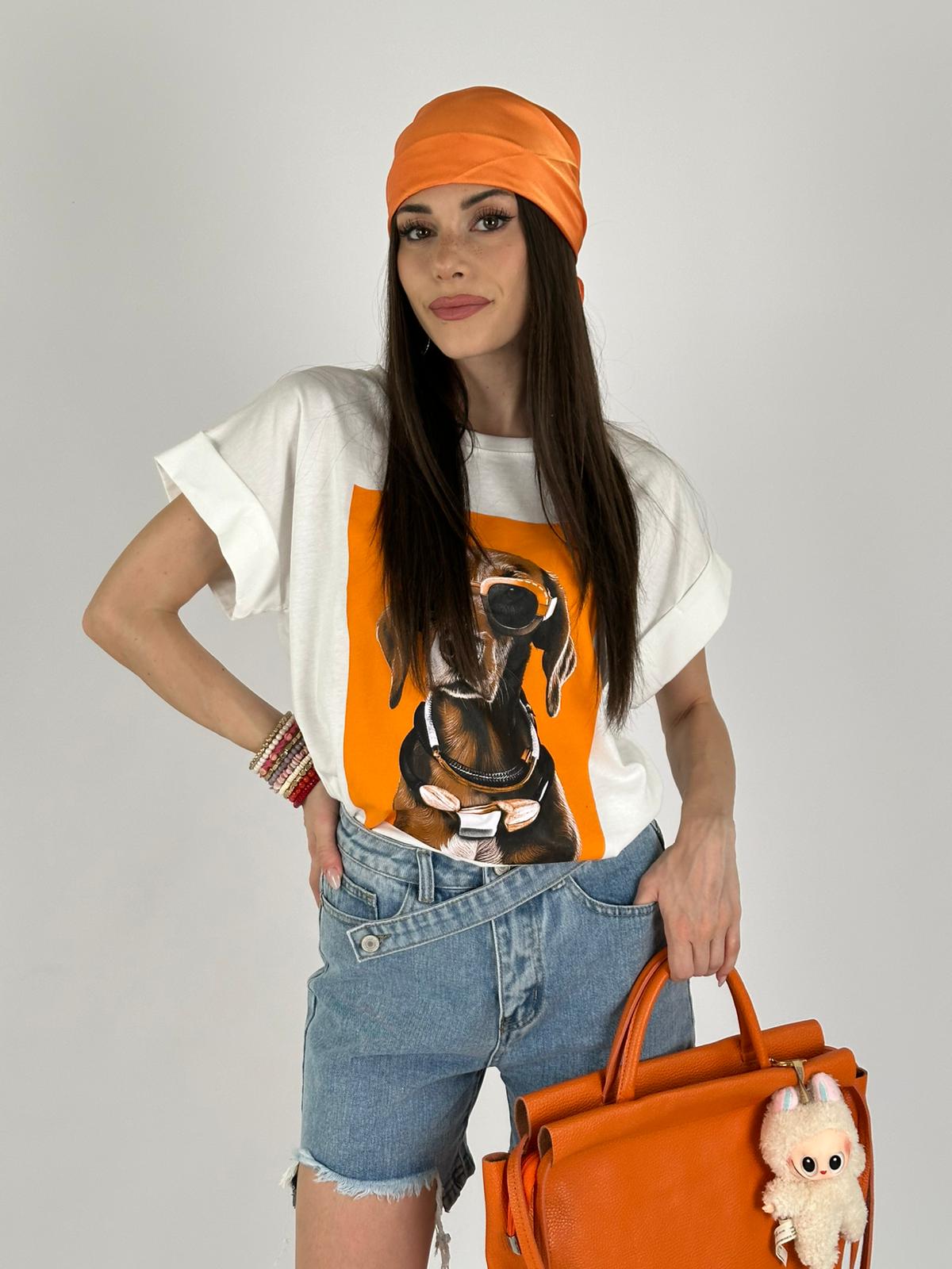 T-shirt 100% cotone dog sunglasses