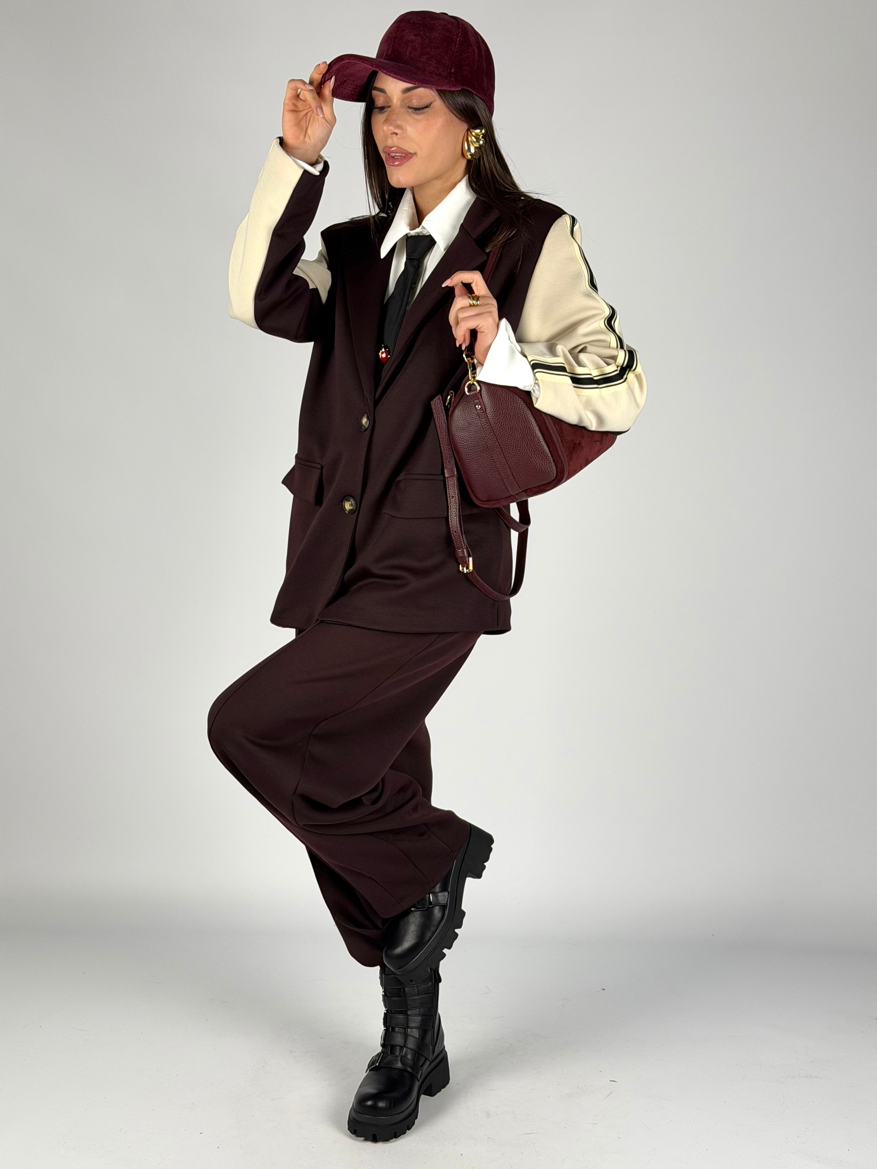 Pantalone completo banda bordeaux